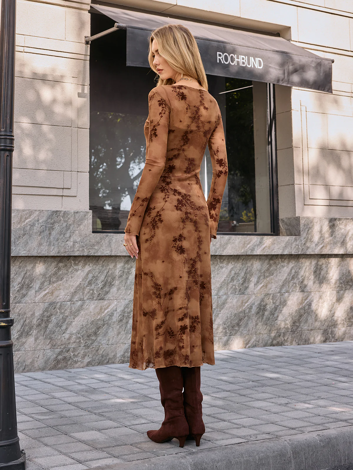 Flocked Floral Maxi Dress with Long Camisole - Image 6
