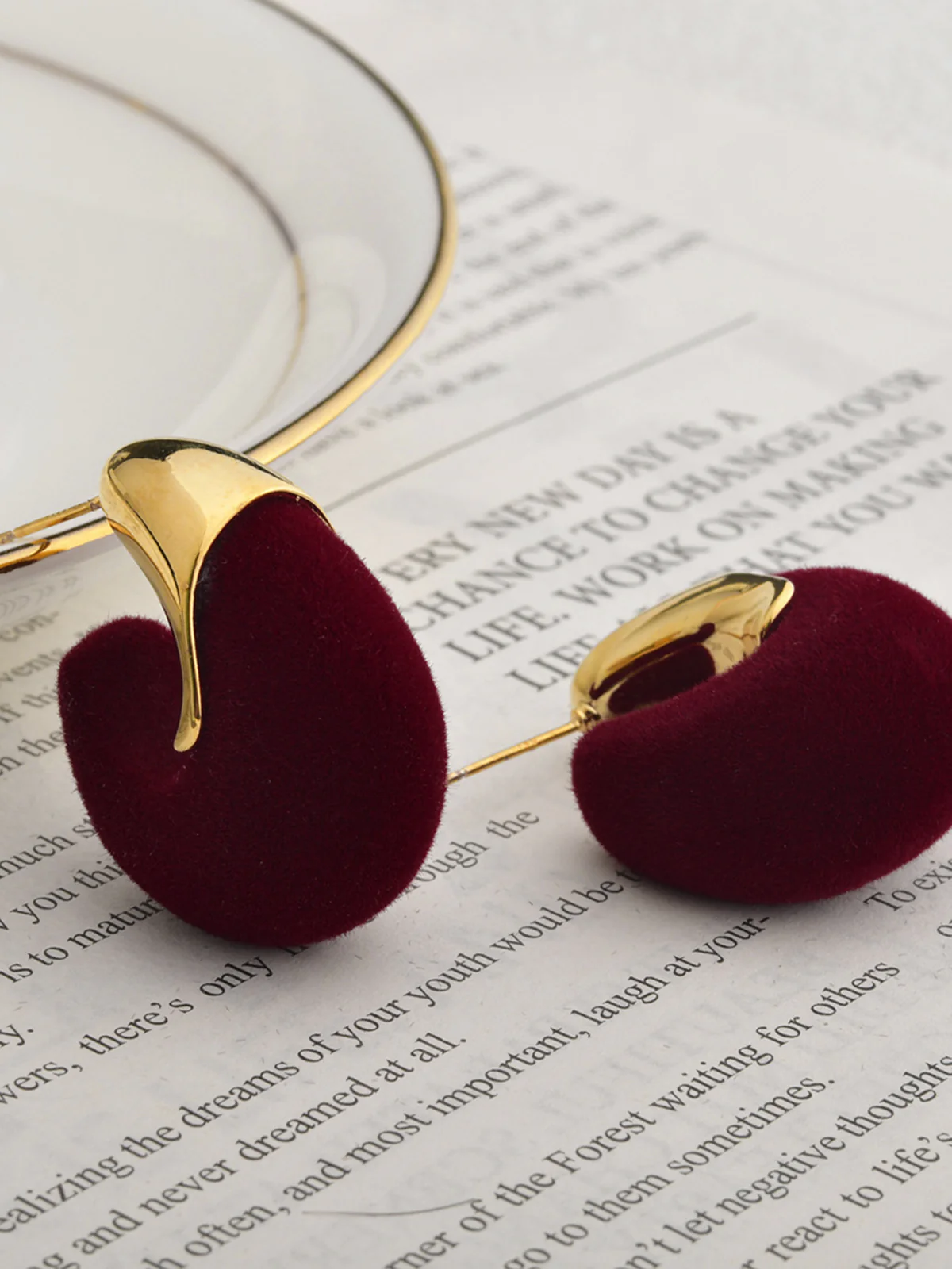 Flocked Hoop Stud Earrings - Image 2