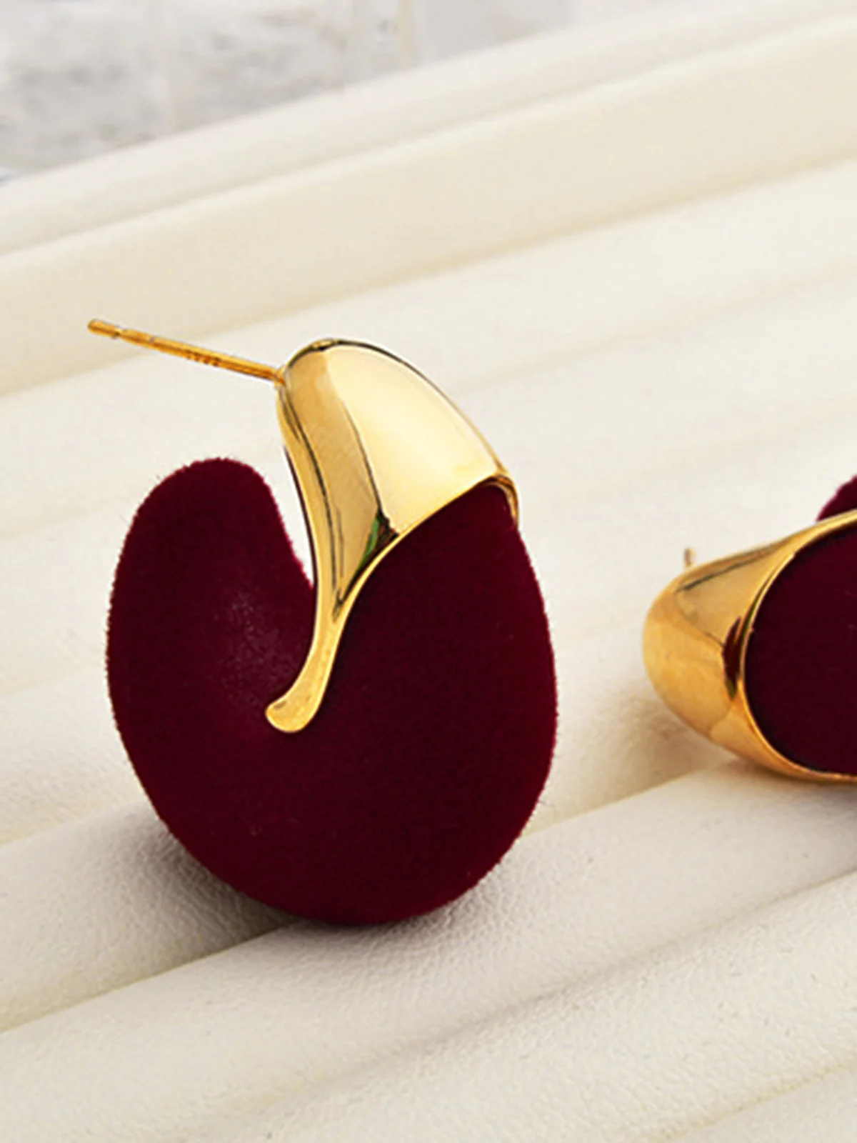 Flocked Hoop Stud Earrings - Image 3