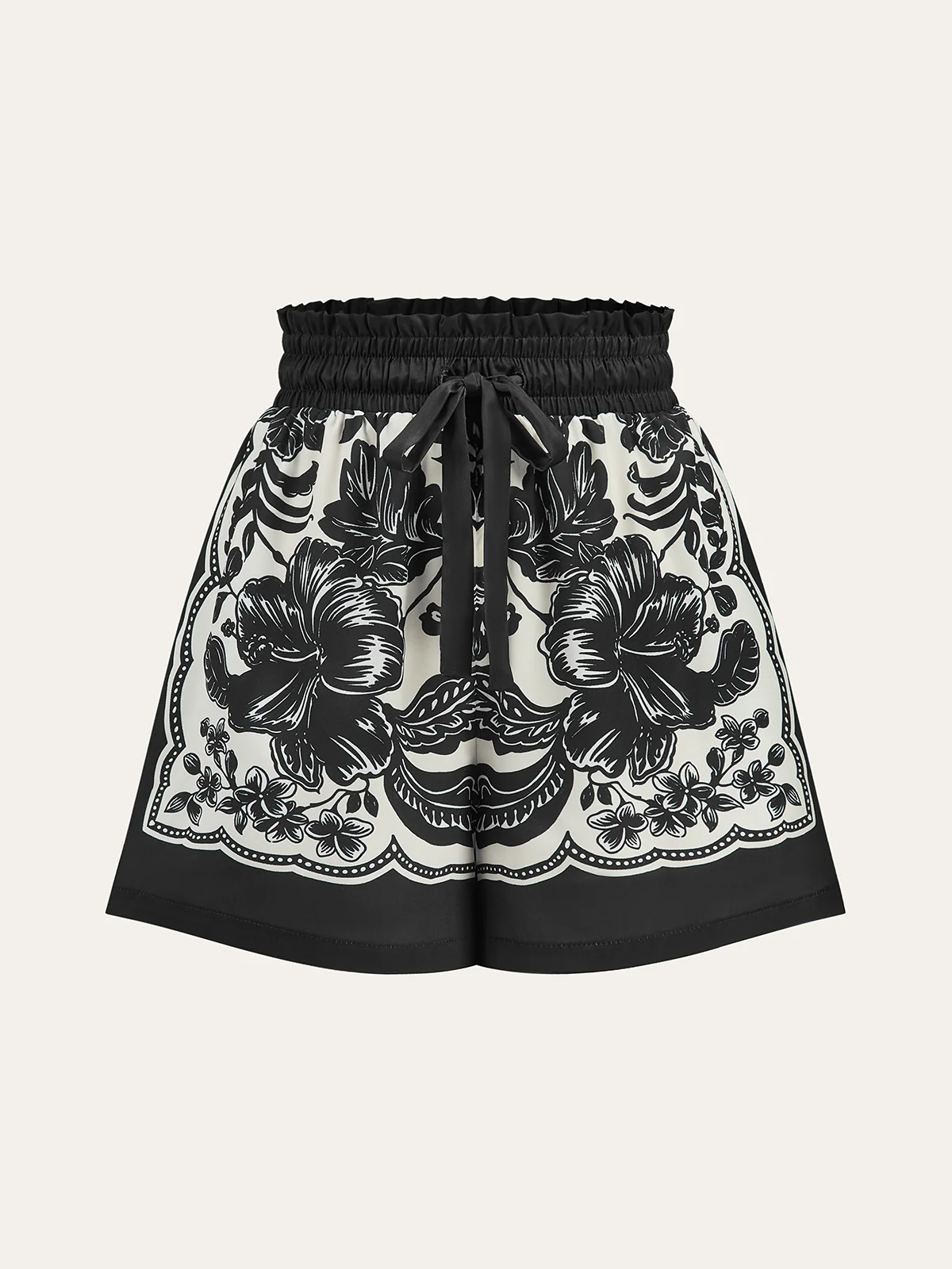 Floral Print Elastic Waistband Shorts - Image 9