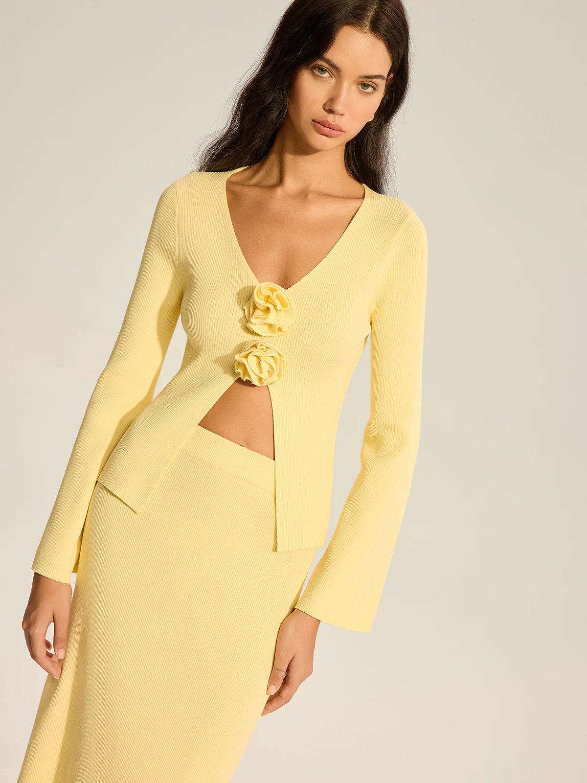 Floral Accent Cut-Out Sweater Co-ord - Image 3