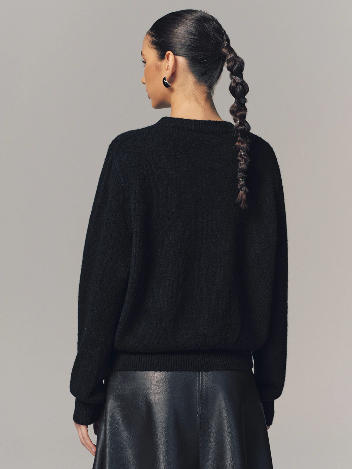 Floral Applique Crew Neck Sweater - Image 6