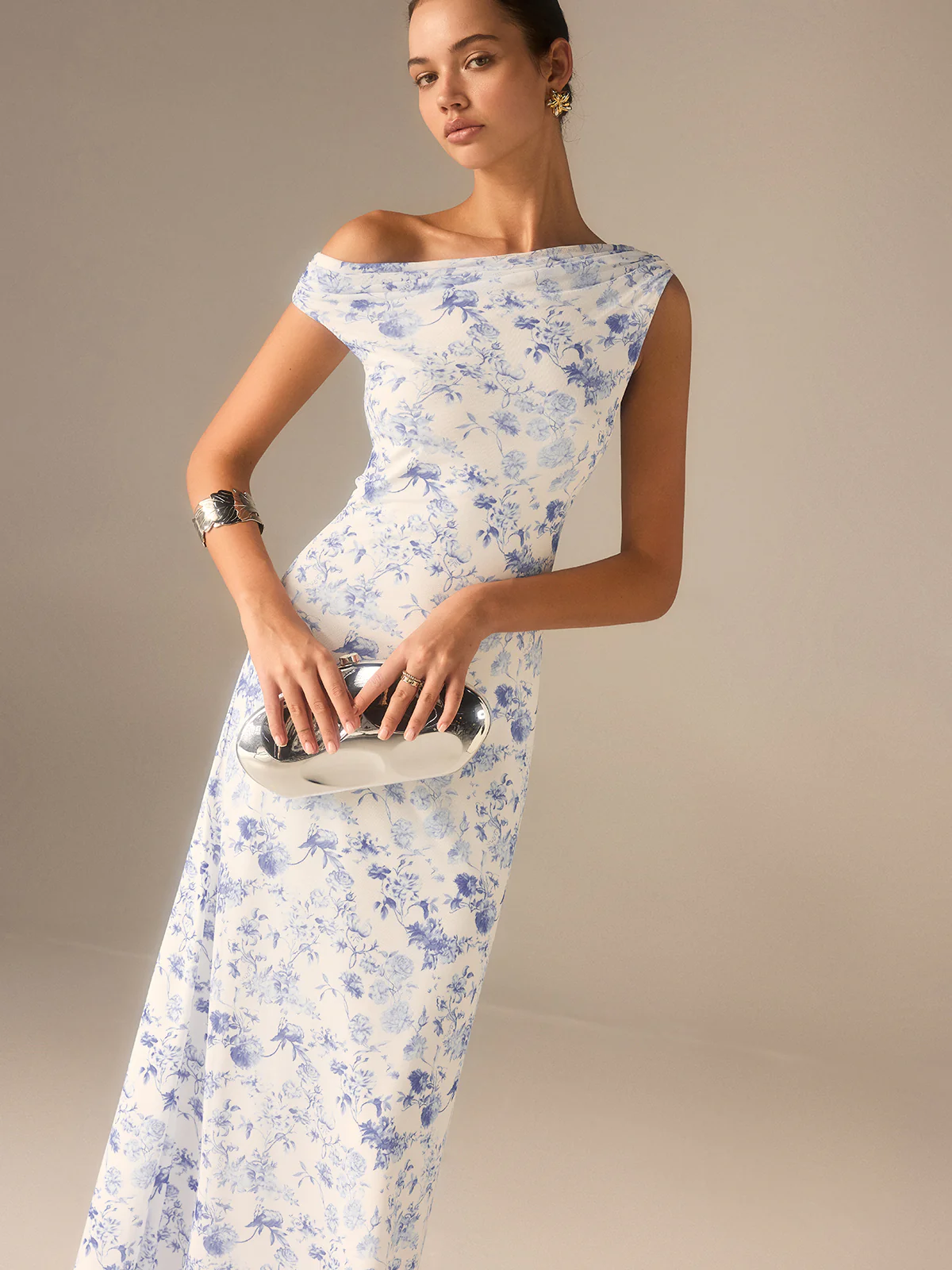 Floral Asymmetrical Drop Shoulder Maxi Dress - Image 2