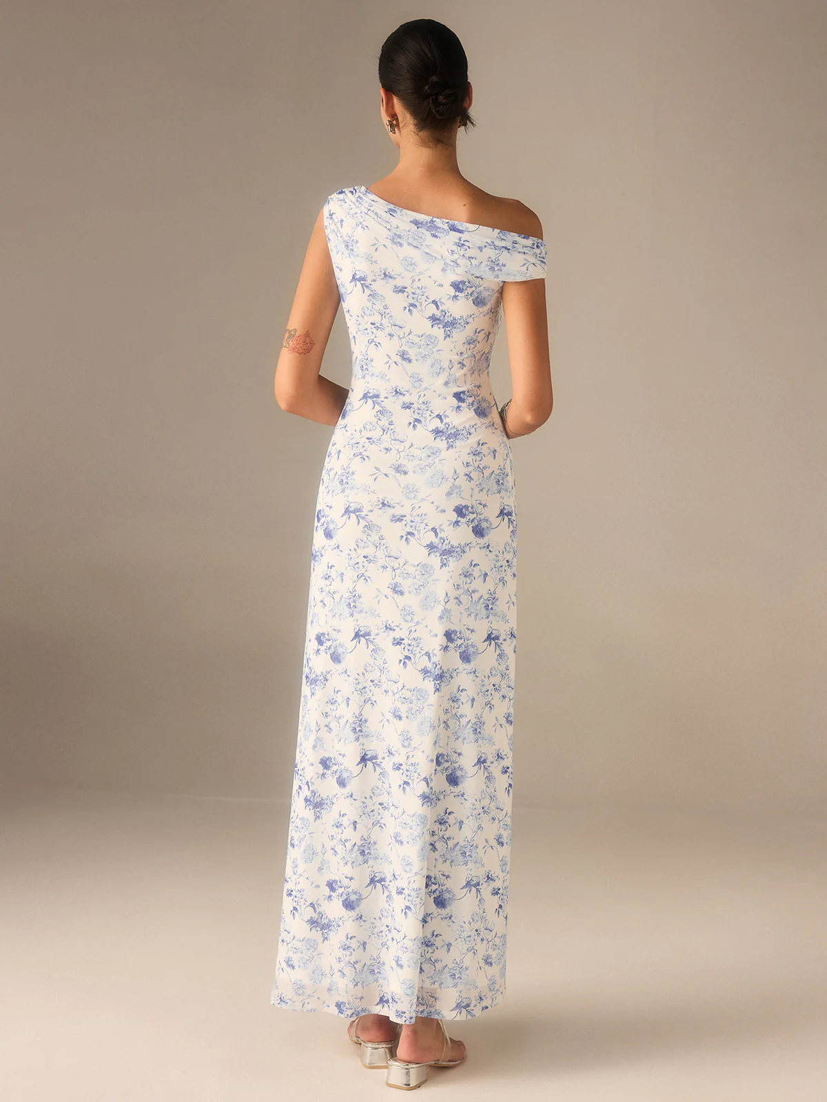 Floral Asymmetrical Drop Shoulder Maxi Dress - Image 6