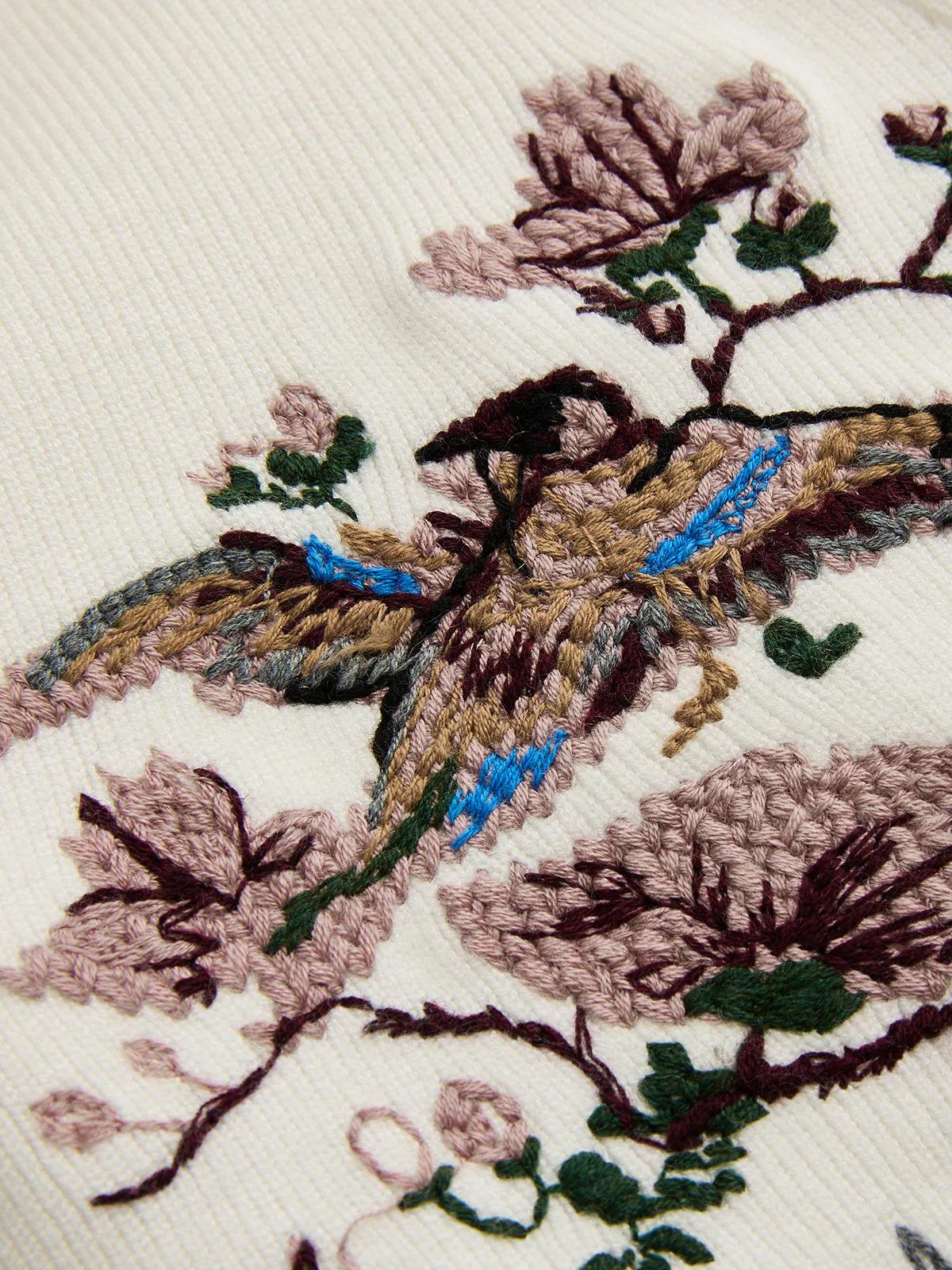 Floral Bird Embroidered Knit Vest - Image 4