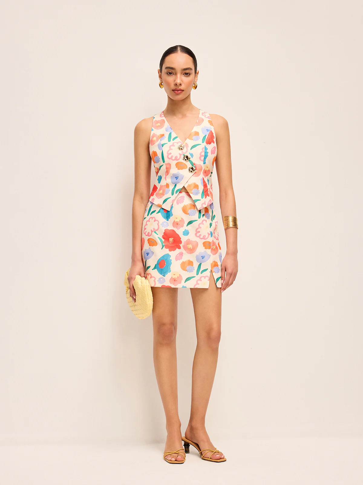 Floral Button Detail Skirt Set - Image 5