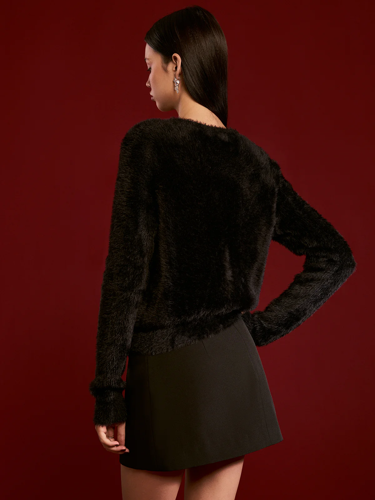 Floral Button Fuzzy Cardigan - Image 5