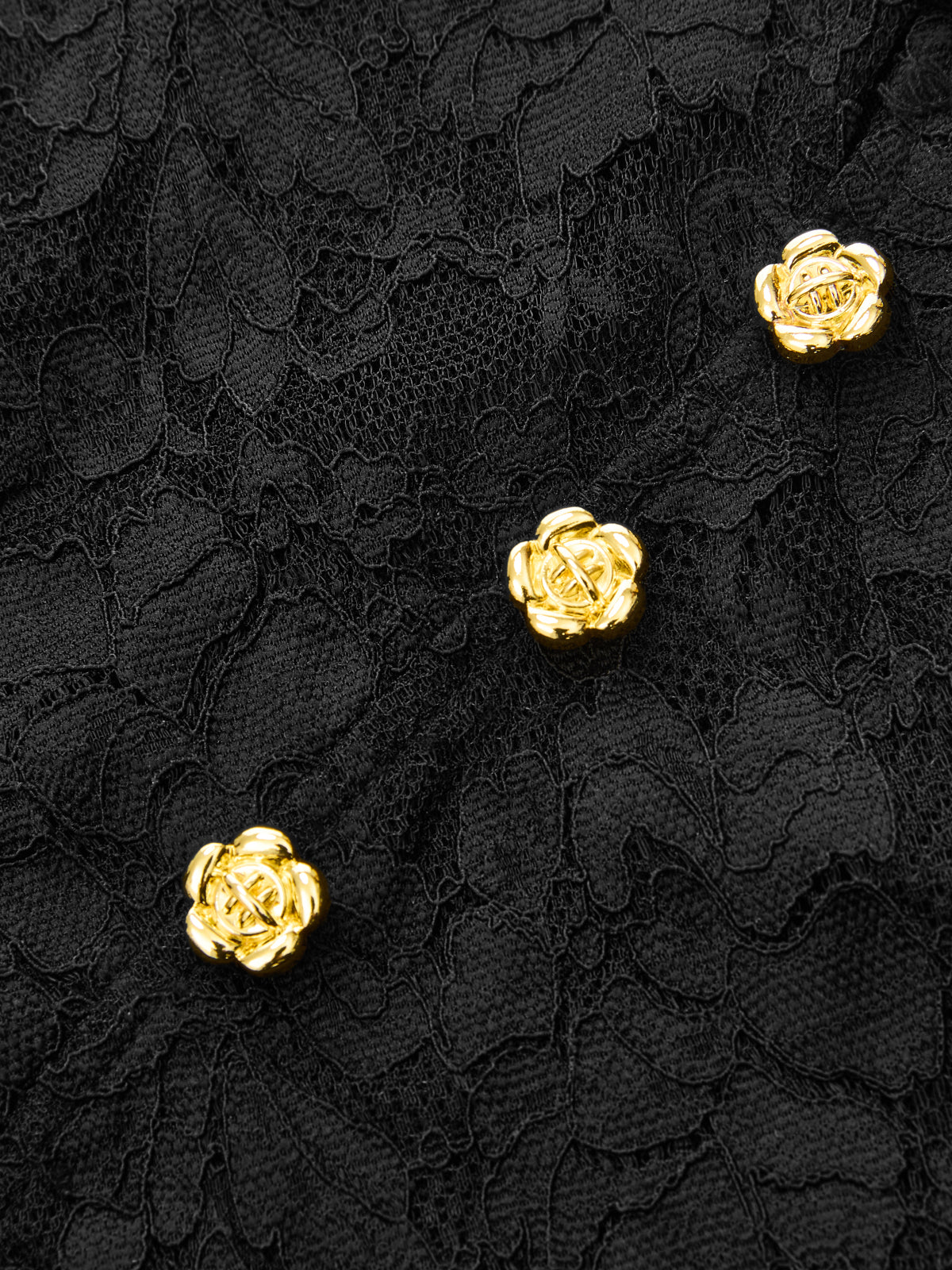 Floral Button Mandarin Collar Lace Top - Image 4
