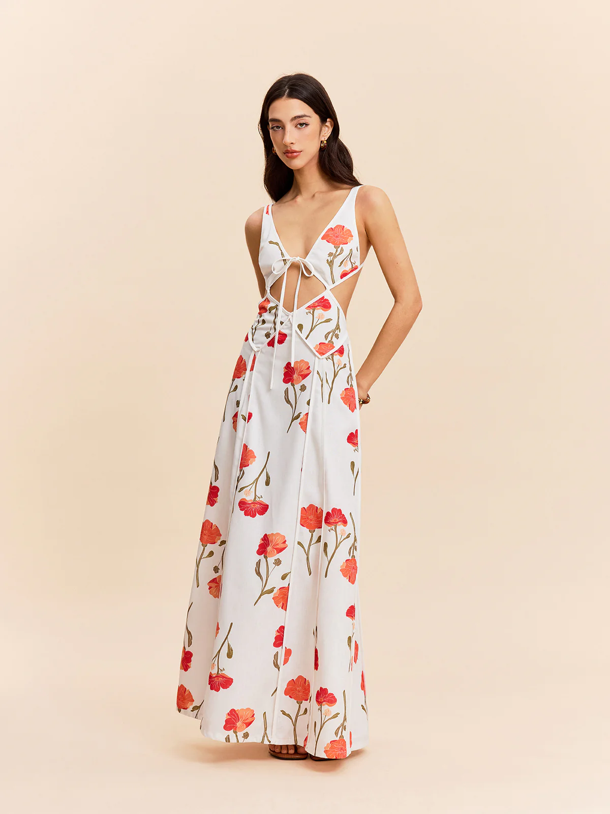 Floral Cut-Out Tie-Back Dress - Image 2