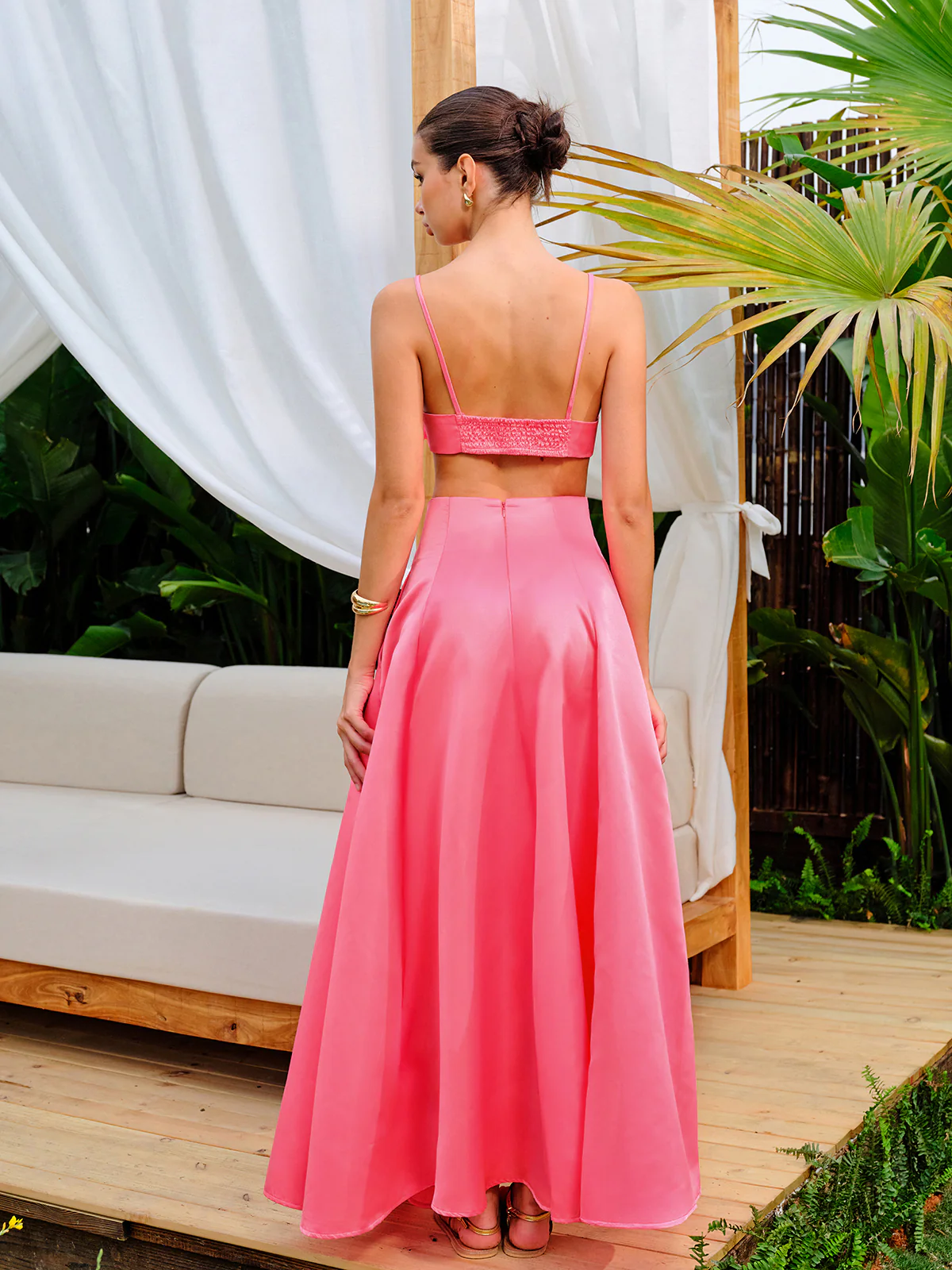 Floral Embellished Crop Top With A-Line Skirt Set - Image 6