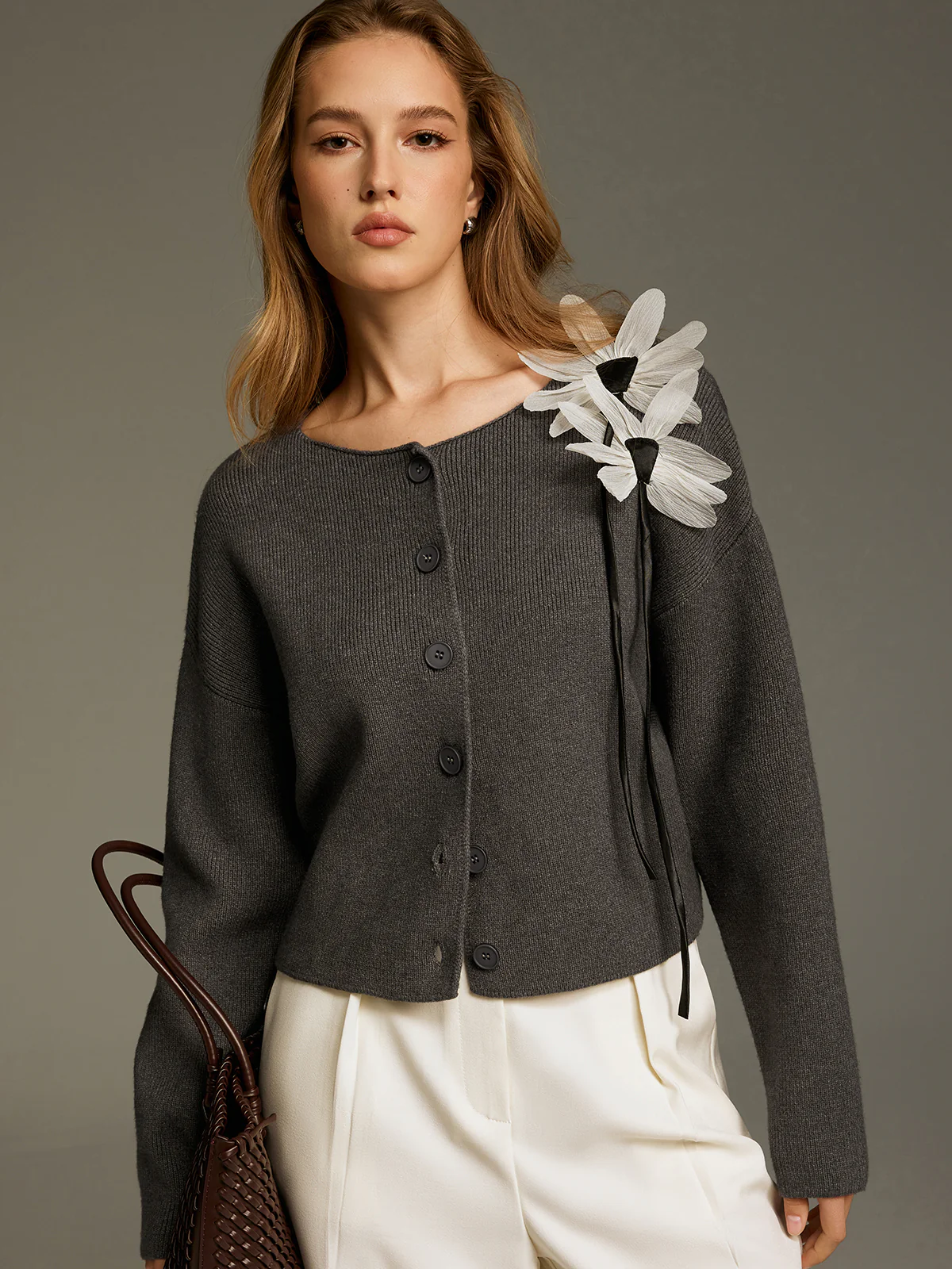 Floral Embellished Knit Cardigan - Image 3