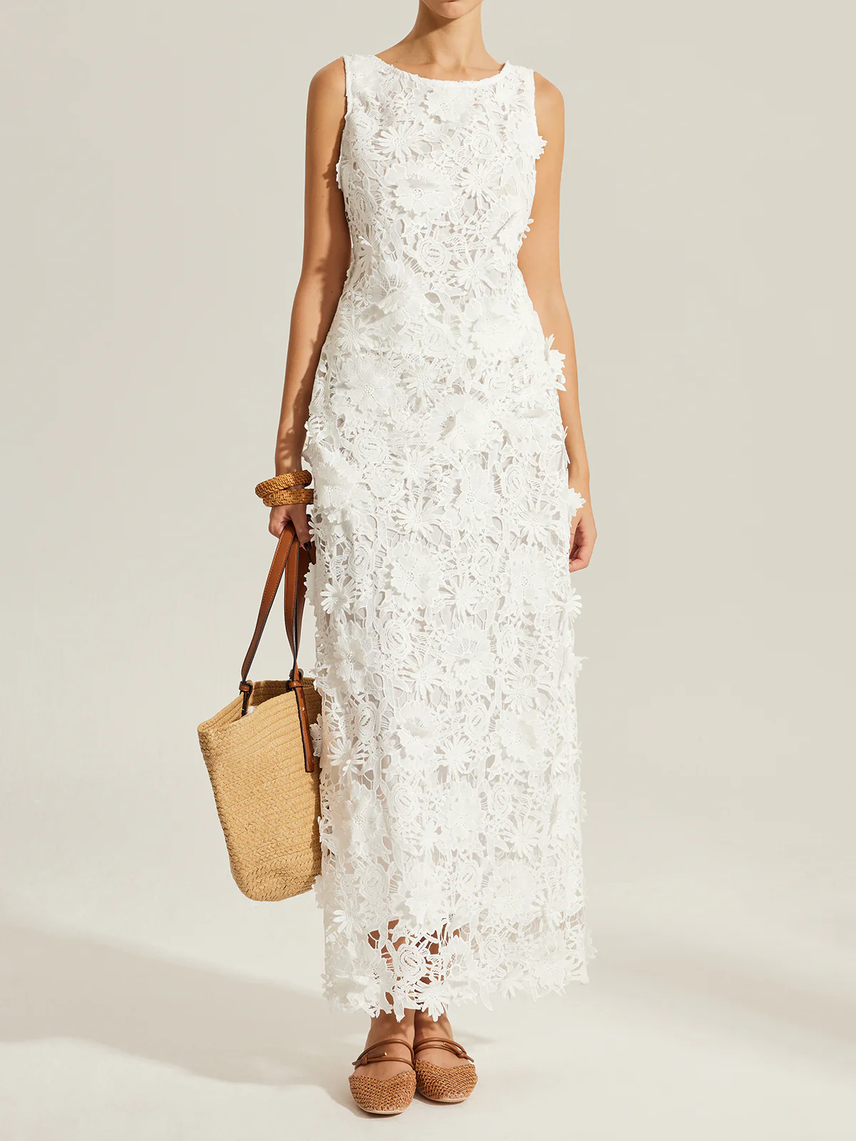 Floral Embroidered Semi-Sheer Lace Skirt - Image 4