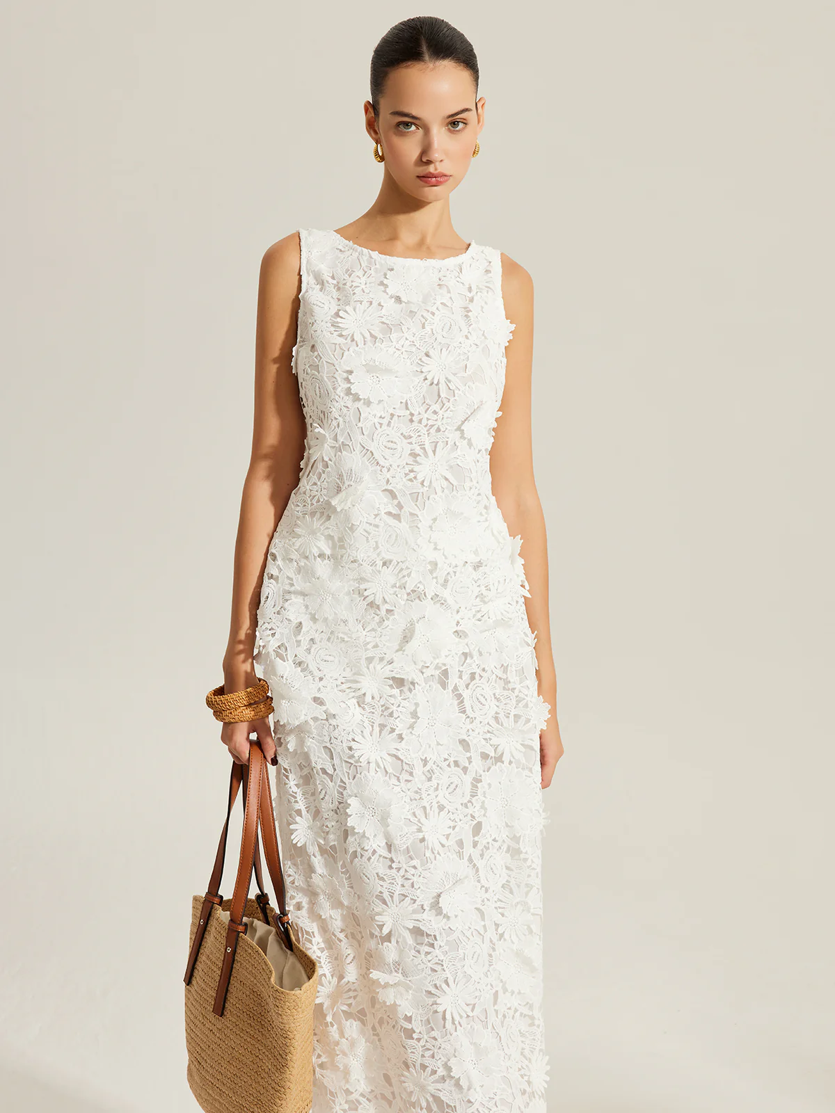 Floral Embroidered Sleeveless Lace Top - Image 2