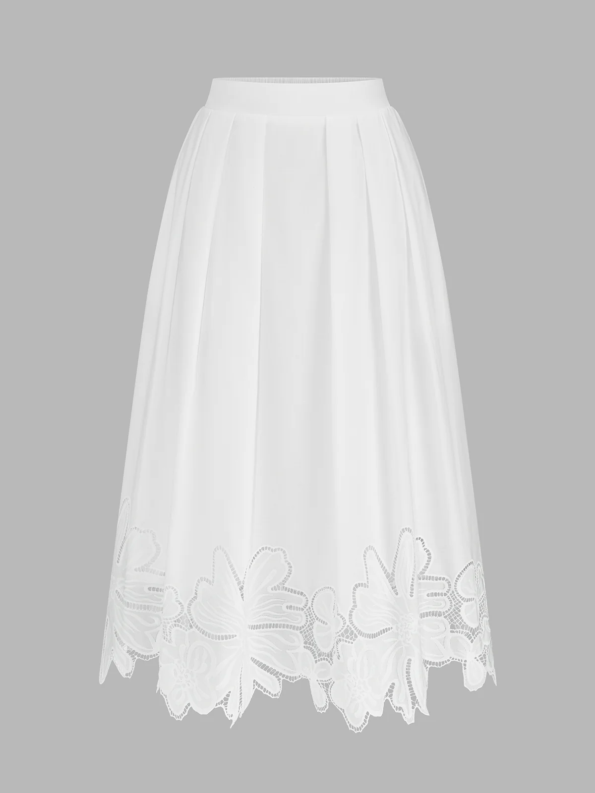 Floral Embroidered Top & Pleated Midi Skirt Set - Image 4