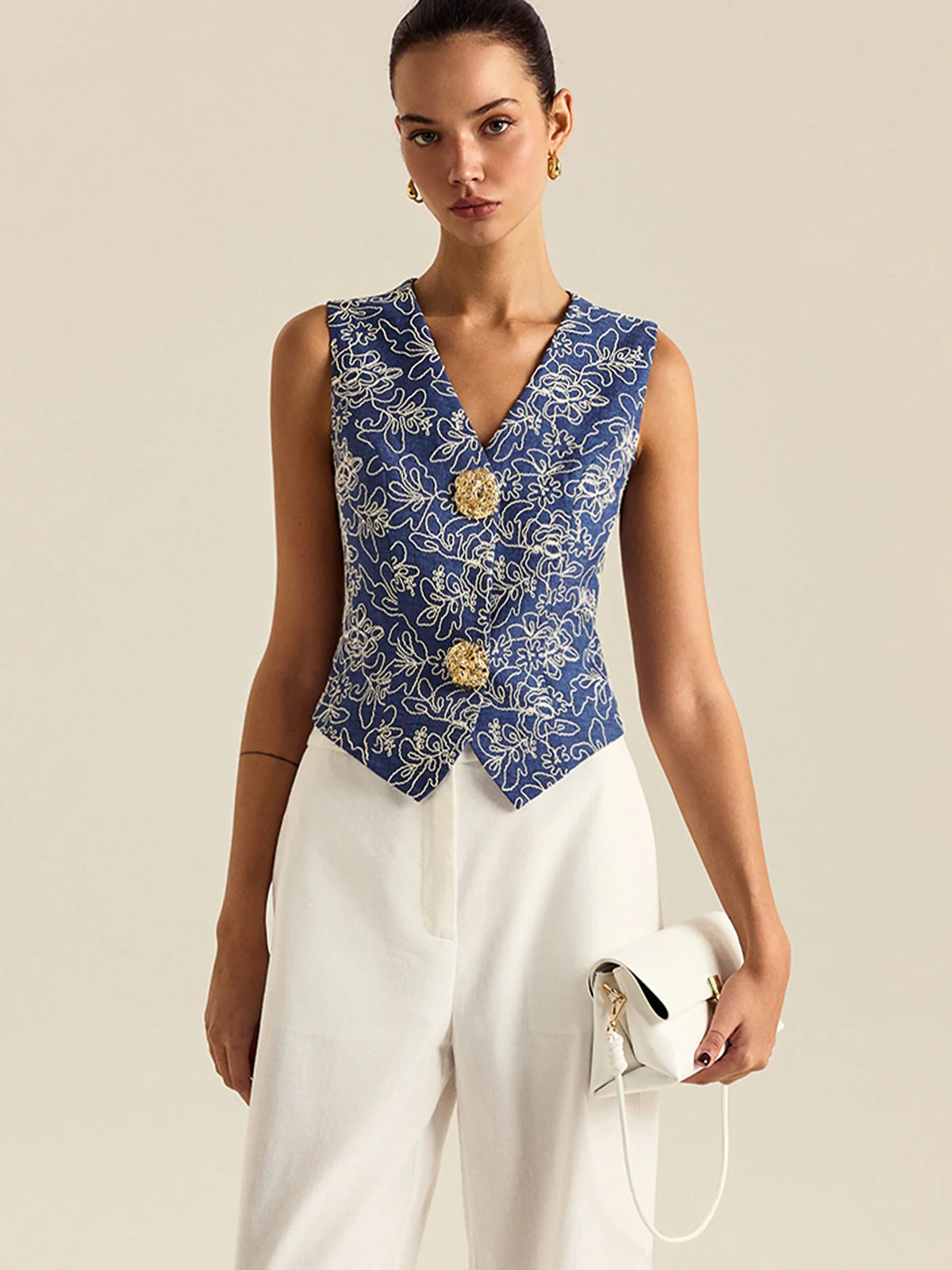 Floral Embroidered Vest - Image 2