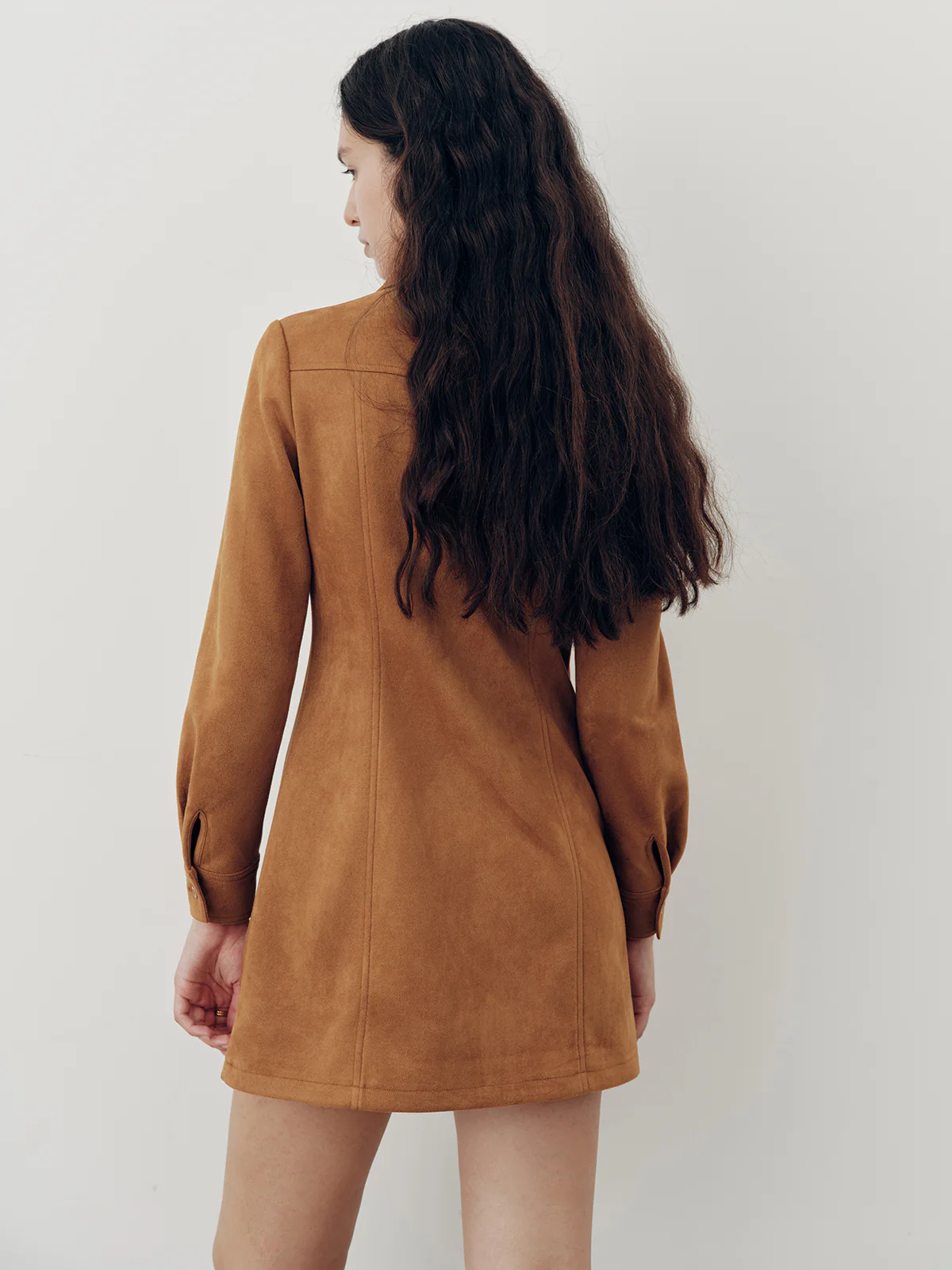 Suede Effect Floral Embroidery Shirt Dress - Image 6