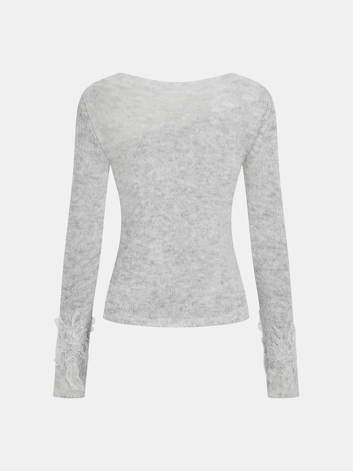 Floral Embroidery Wool-Blend Knit Top - Image 2