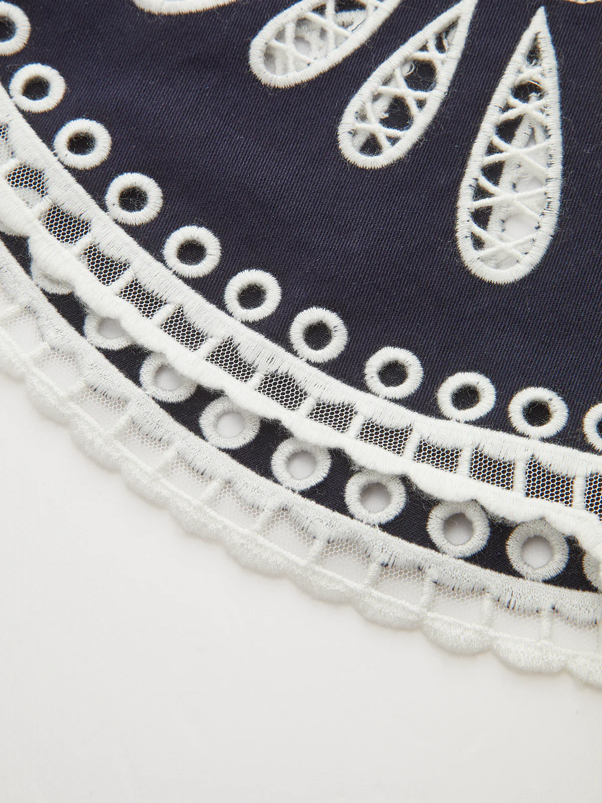 Floral Eyelet Embroidery Cotton Blend Blouse - Image 5