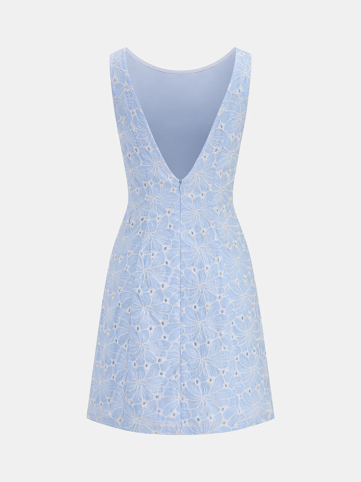 Floral Eyelet Embroidery Sleeveless Dress - Image 3
