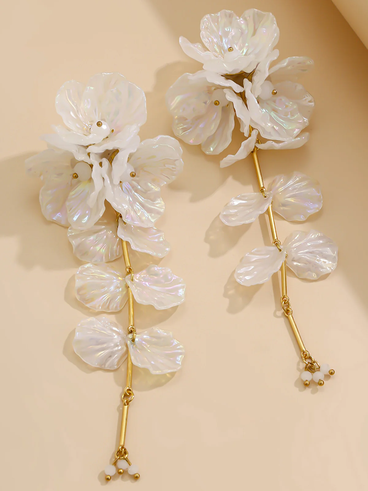 Floral Iridescent Drop Earrings - Image 3