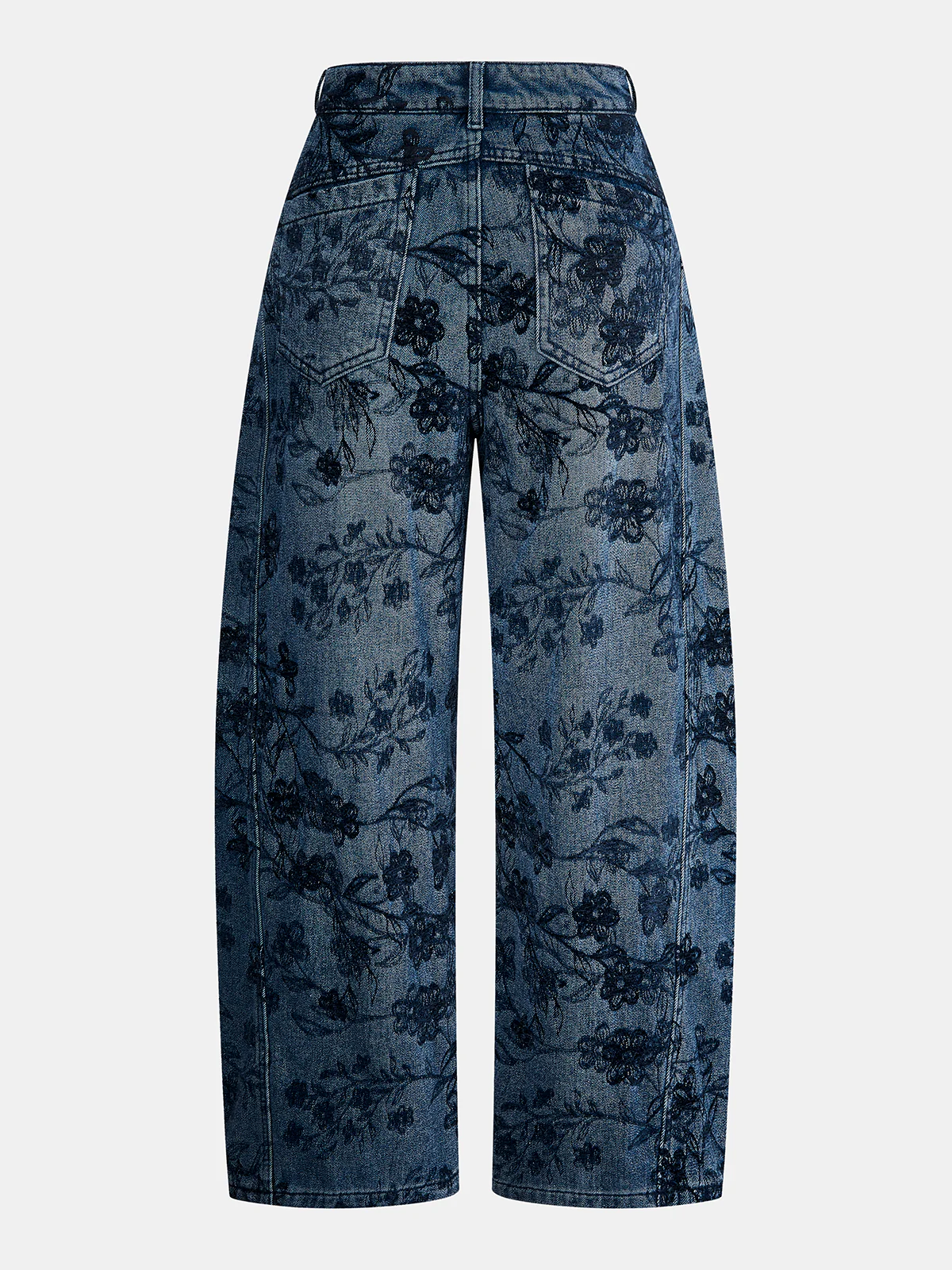 Floral Jacquard Curved-Leg Jeans - Image 2