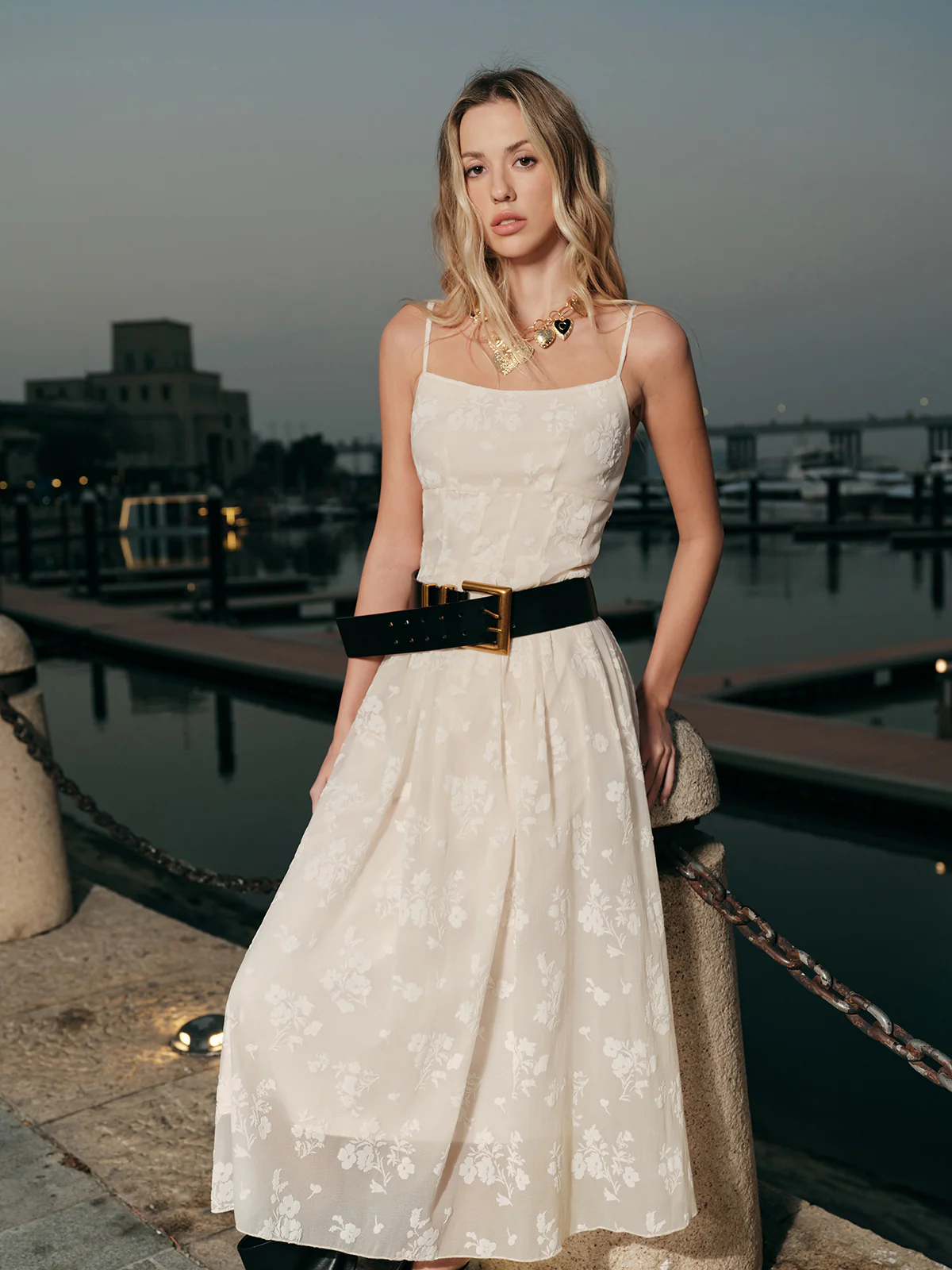 Floral Jacquard Long Dress - Image 4
