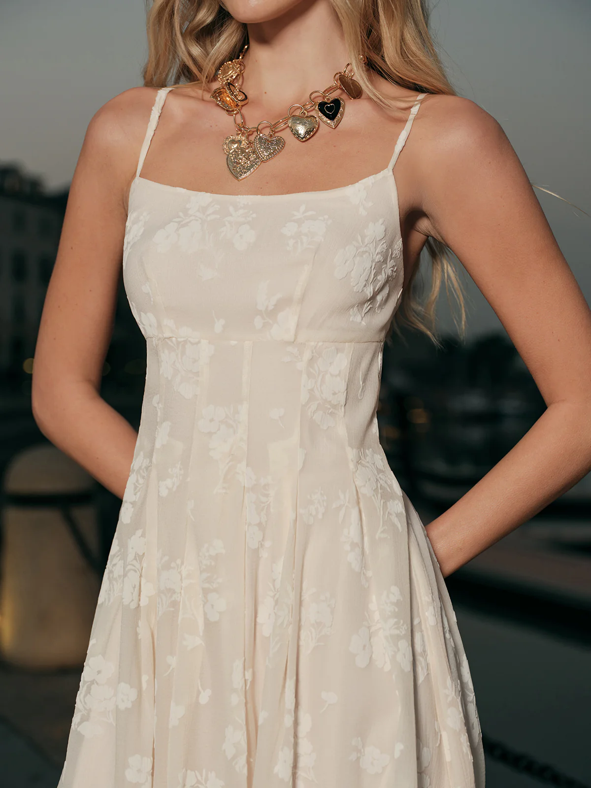 Floral Jacquard Long Dress - Image 5