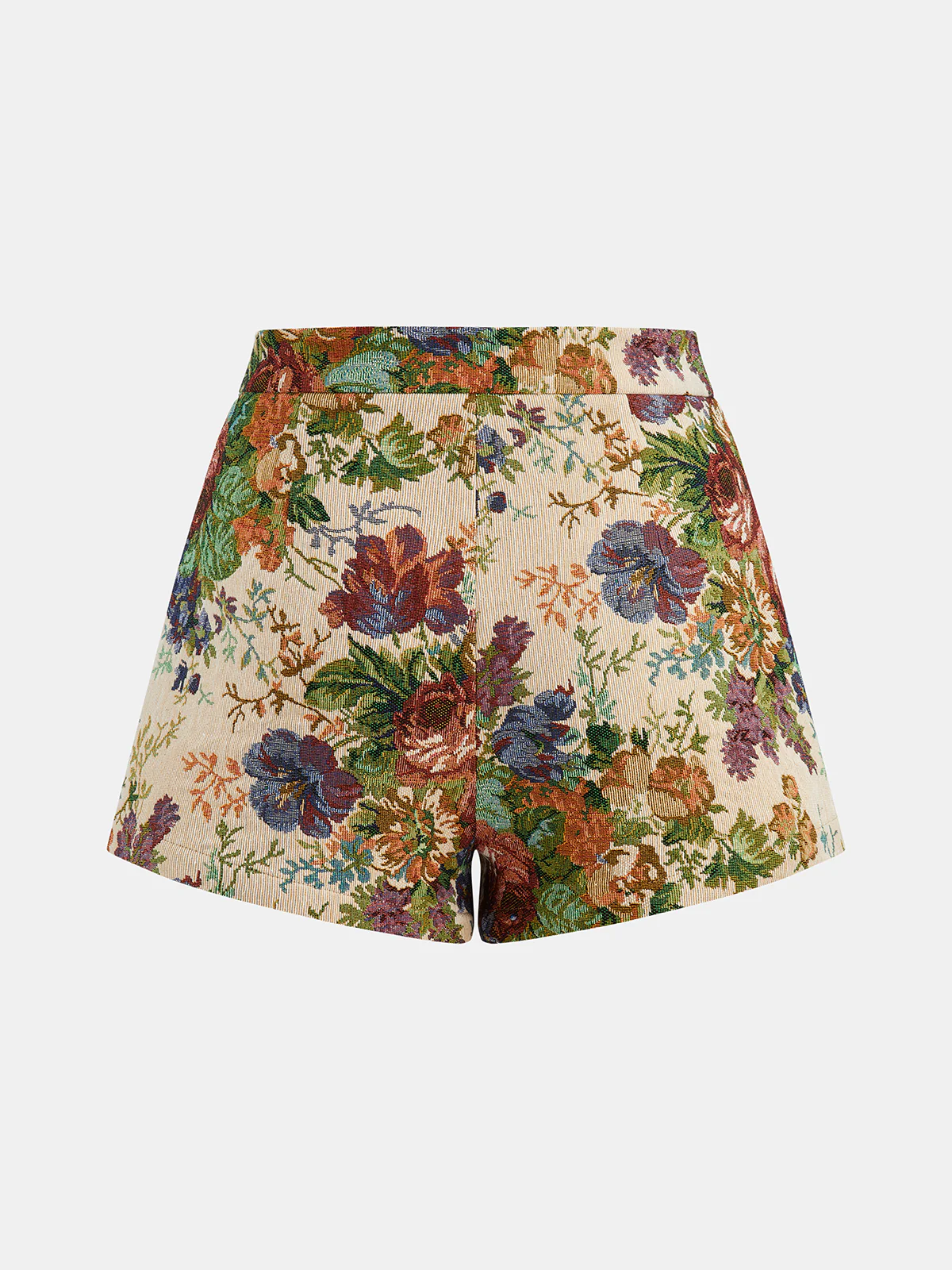 Floral Jacquard Mid-Waist Shorts - Image 2