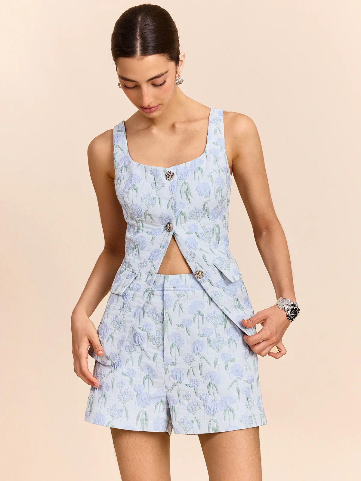 Floral Jacquard Vest - Image 5