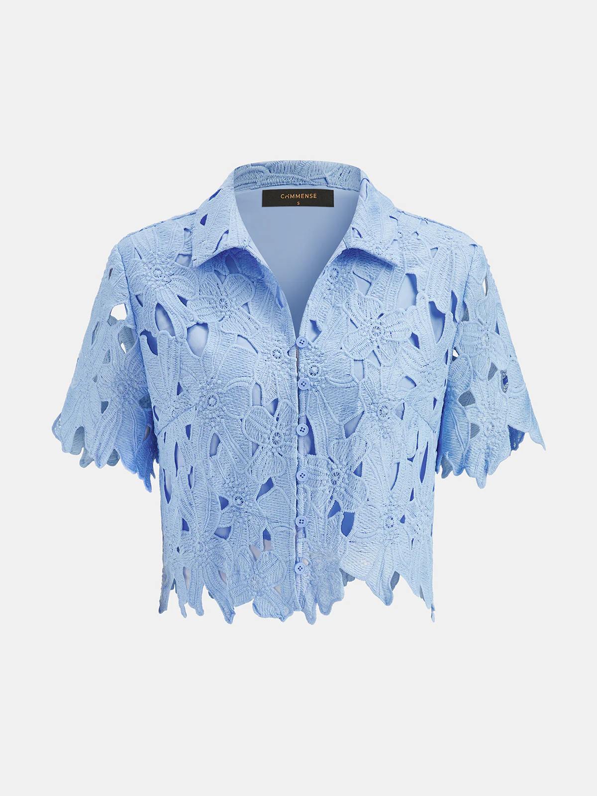 Floral Lace Cropped Shirt & Shorts Set - Image 3