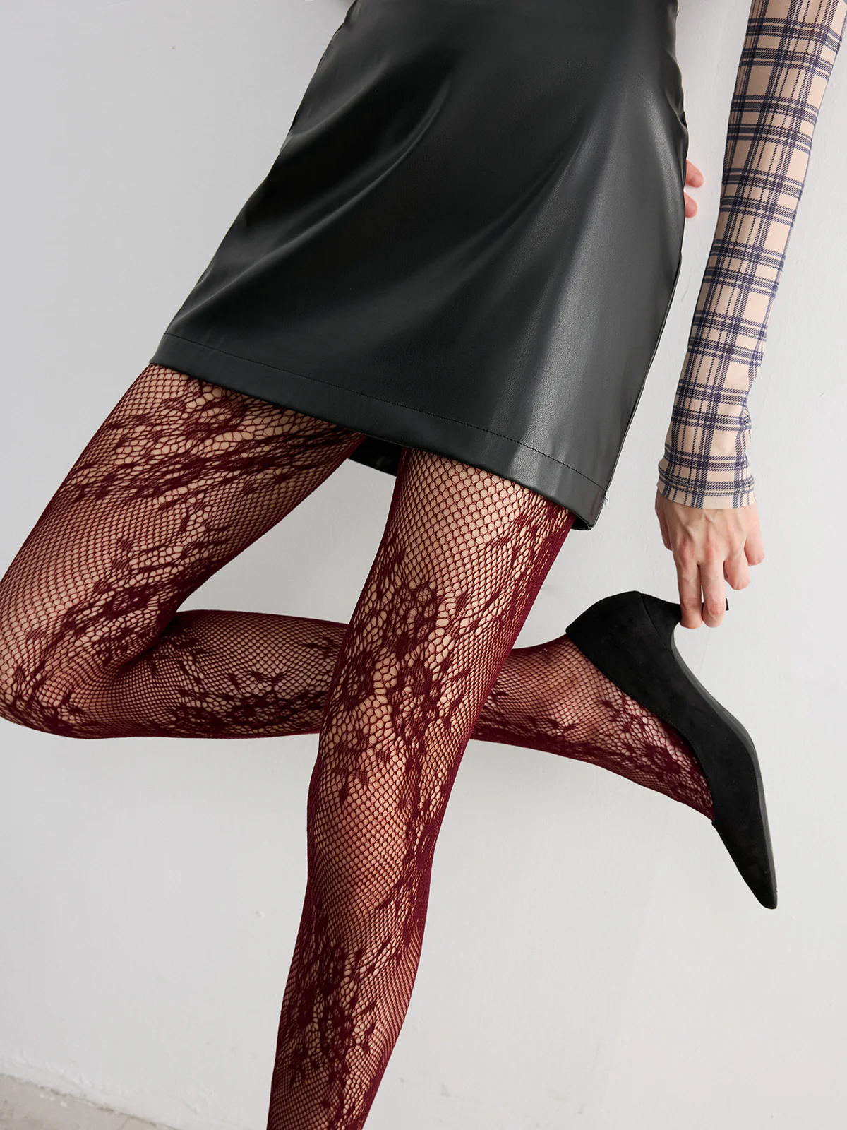 Floral Lace Fishnet Tights - Image 3