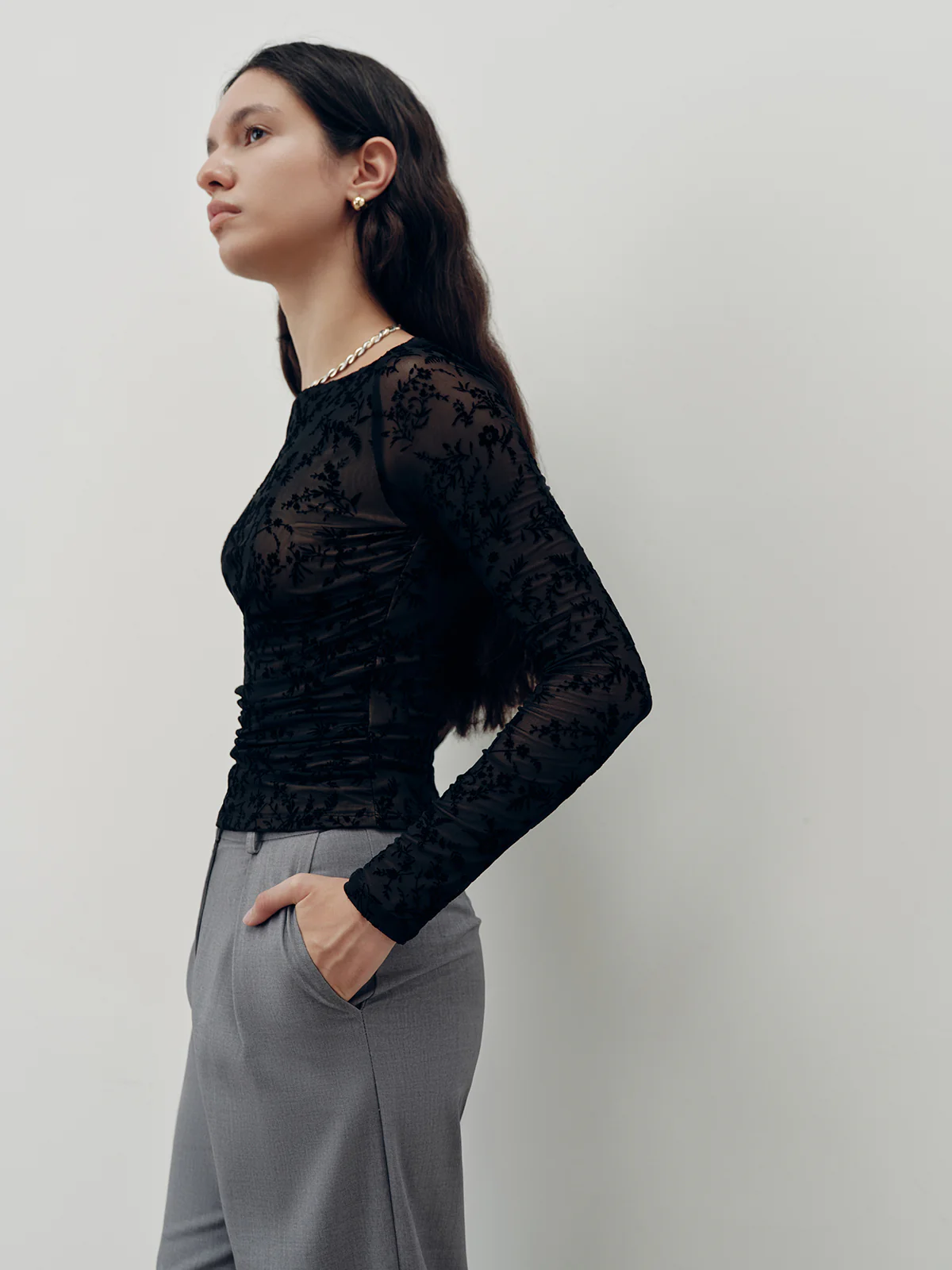 Floral Lace Long Sleeve T-Shirt - Image 5
