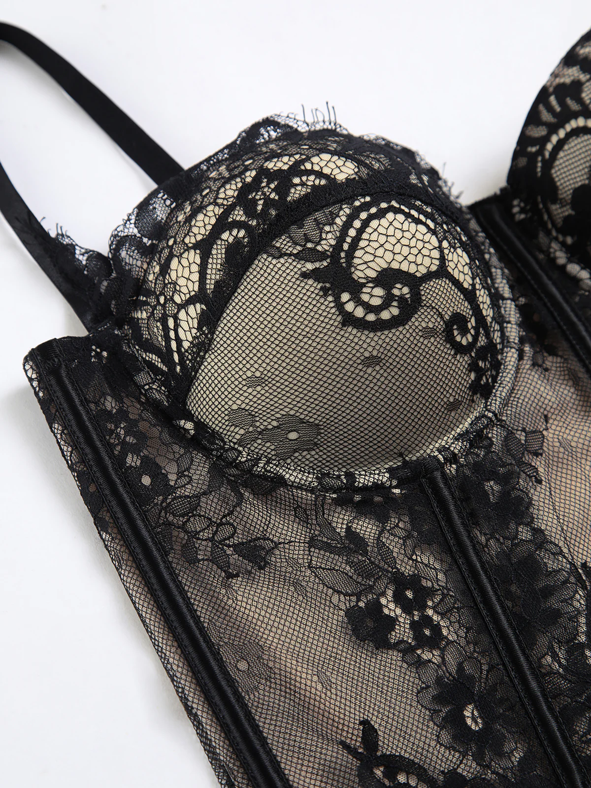 Floral Lace Semi-sheer Corset - Image 4