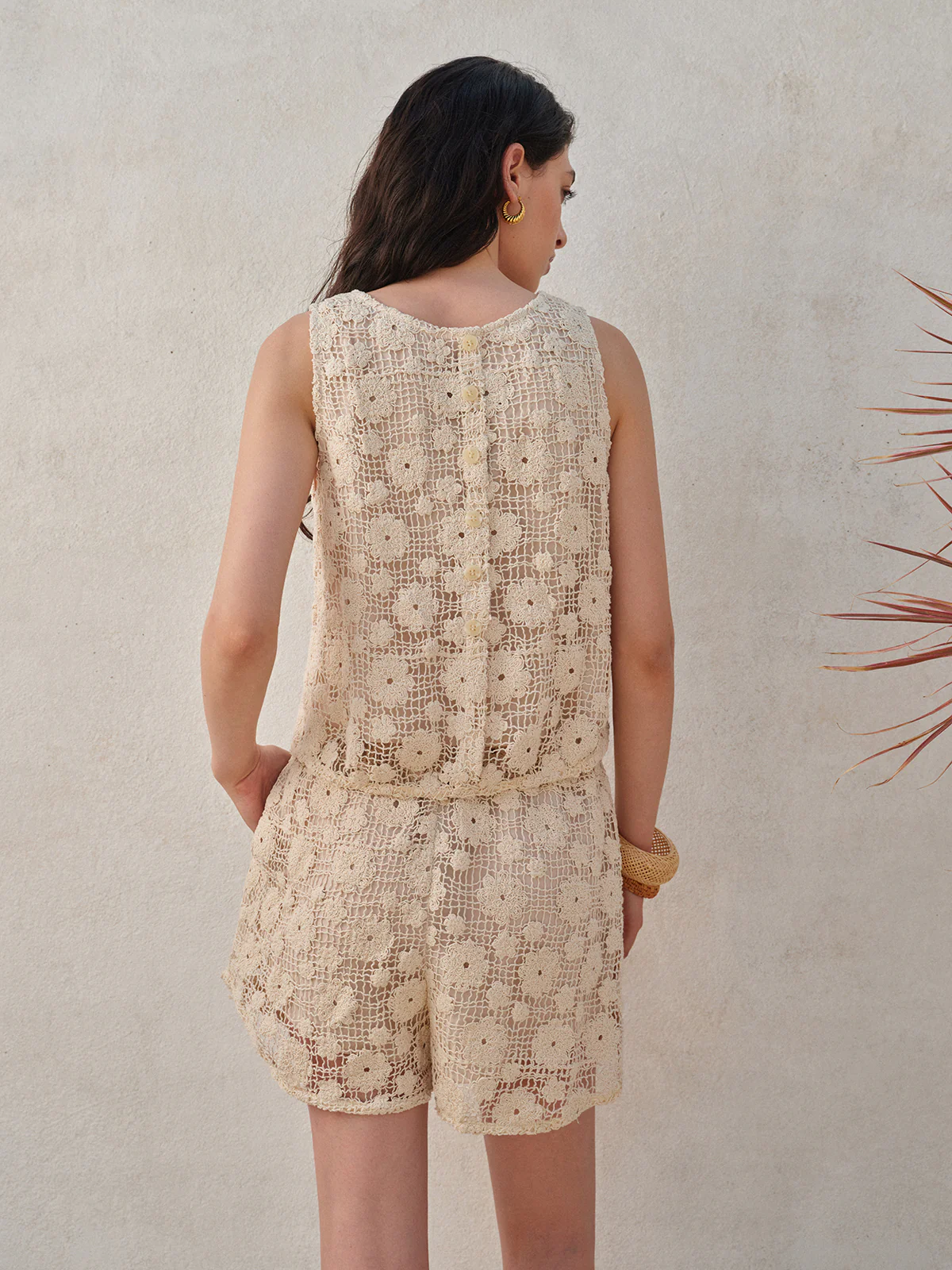 Floral Lace Sleeveless Shorts Set - Image 5