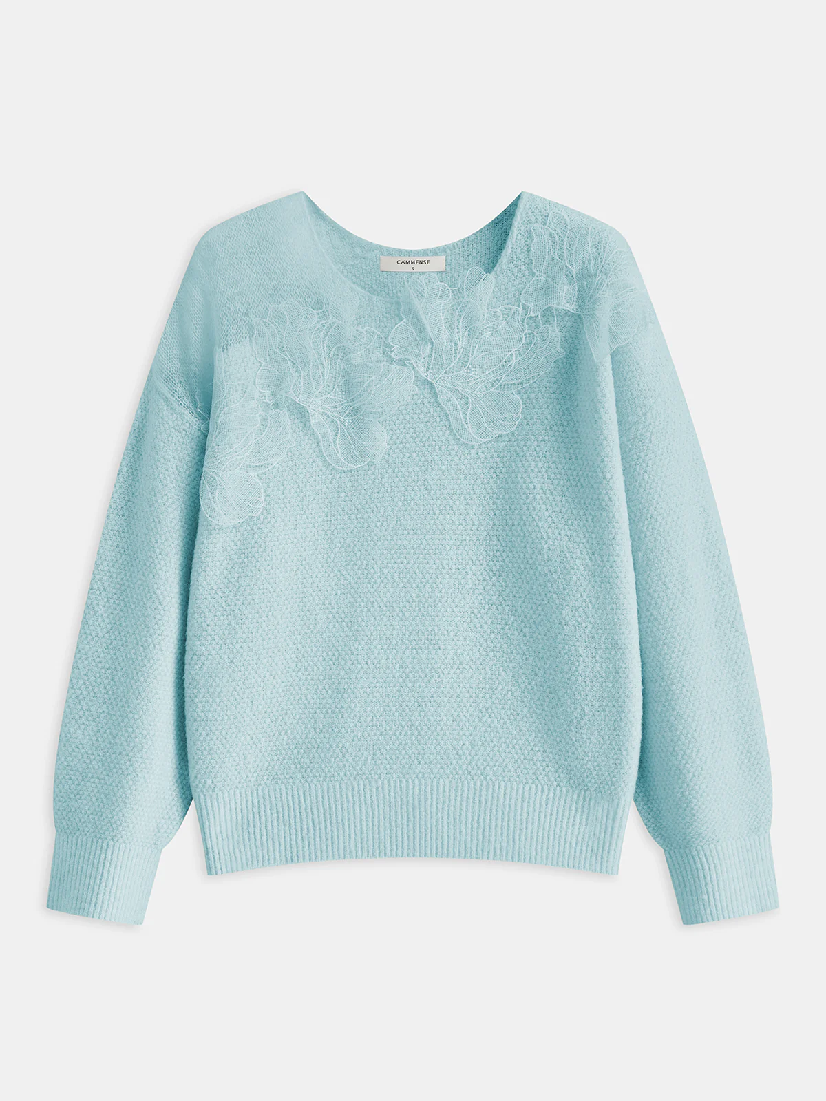 Floral lace Sweater Semi Sheer Round Neck Sweater - Image 14