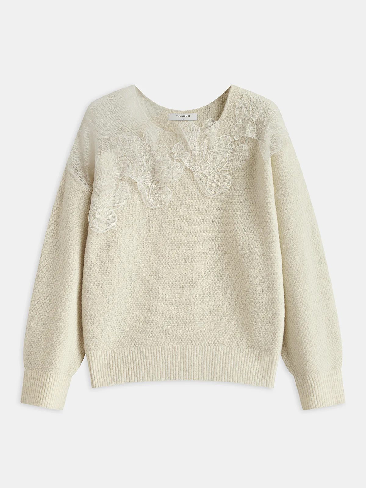 Floral lace Sweater Semi Sheer Round Neck Sweater - Image 8