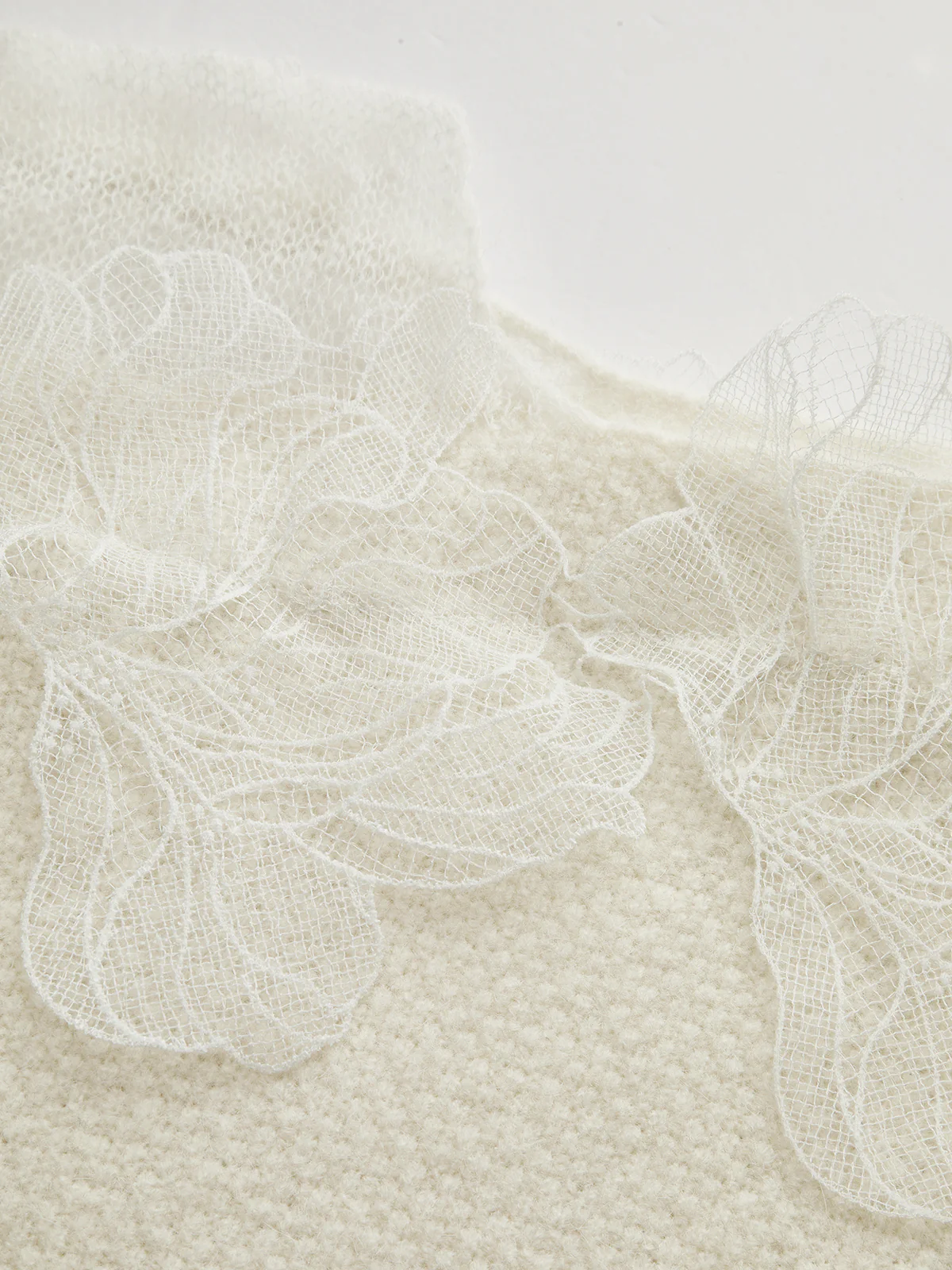 Floral lace Sweater Semi Sheer Round Neck Sweater - Image 9