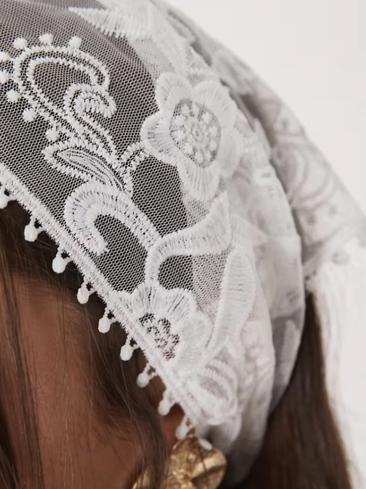 Floral Lace Triangle Head Scarf - Image 3