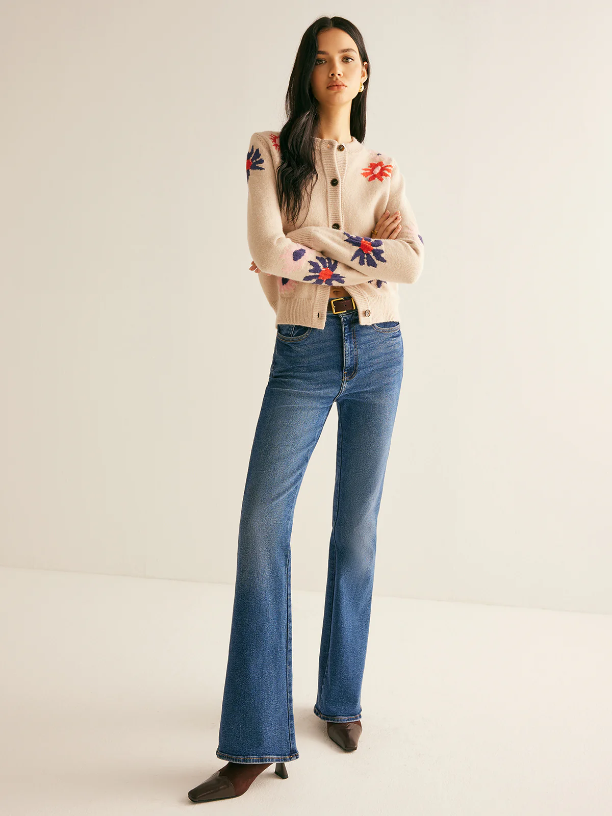 Floral Pattern Breasted Soft Cardigan - Image 4