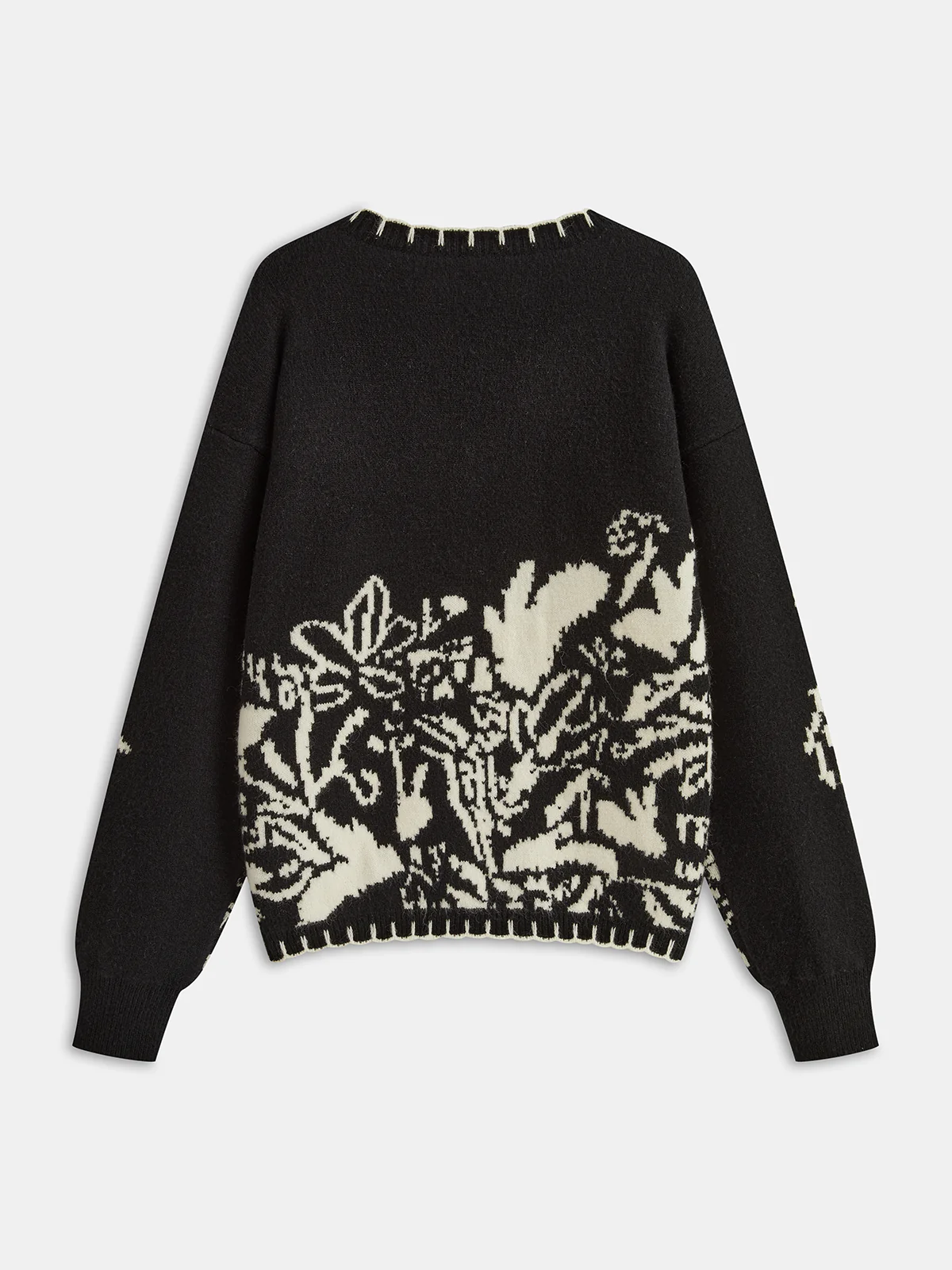 Floral Pattern V-Neck Sweater - Image 4