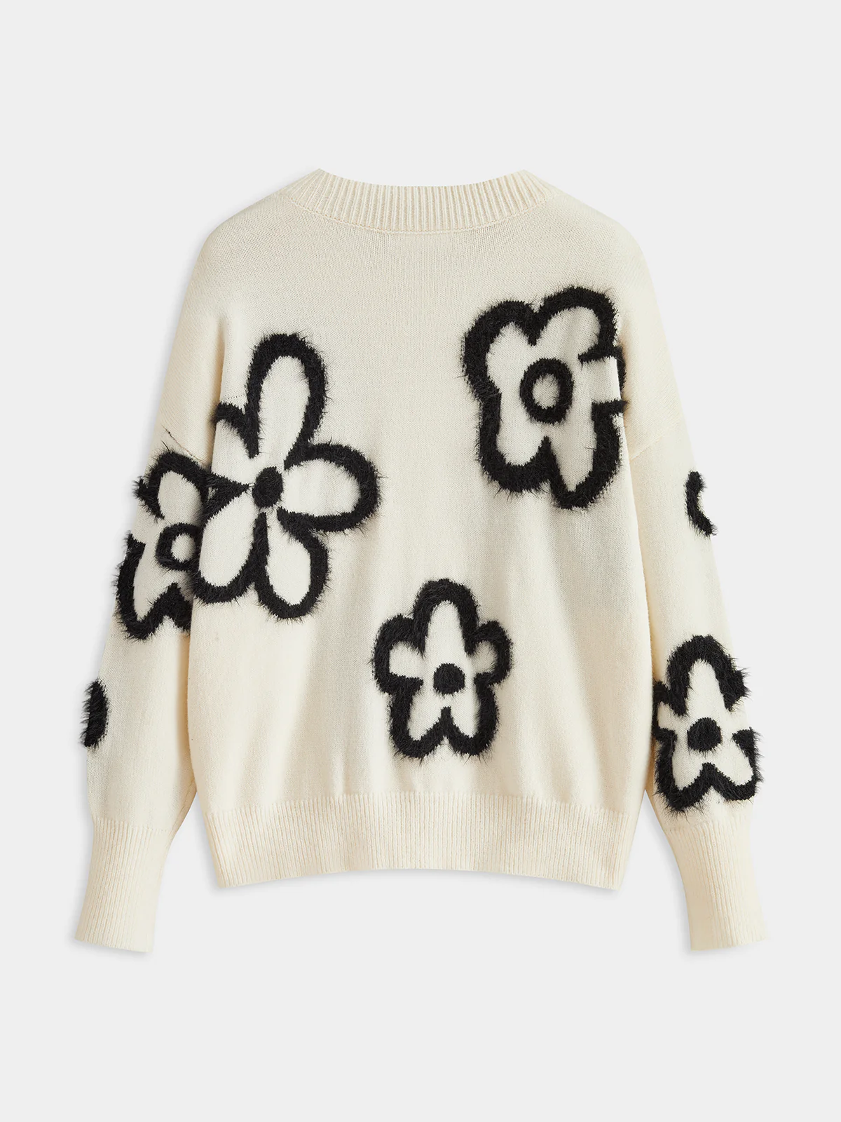 Floral-Patterned Mohair Crew Neck Sweater - Image 2