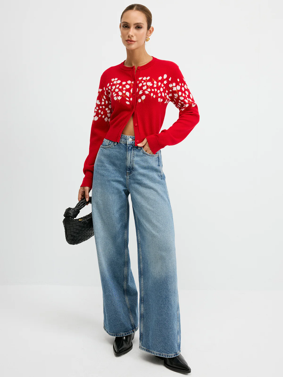 Floral-Patterned Wool Blend Cardigan - Image 2