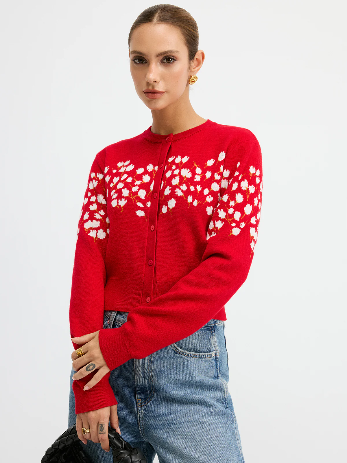 Floral-Patterned Wool Blend Cardigan - Image 5