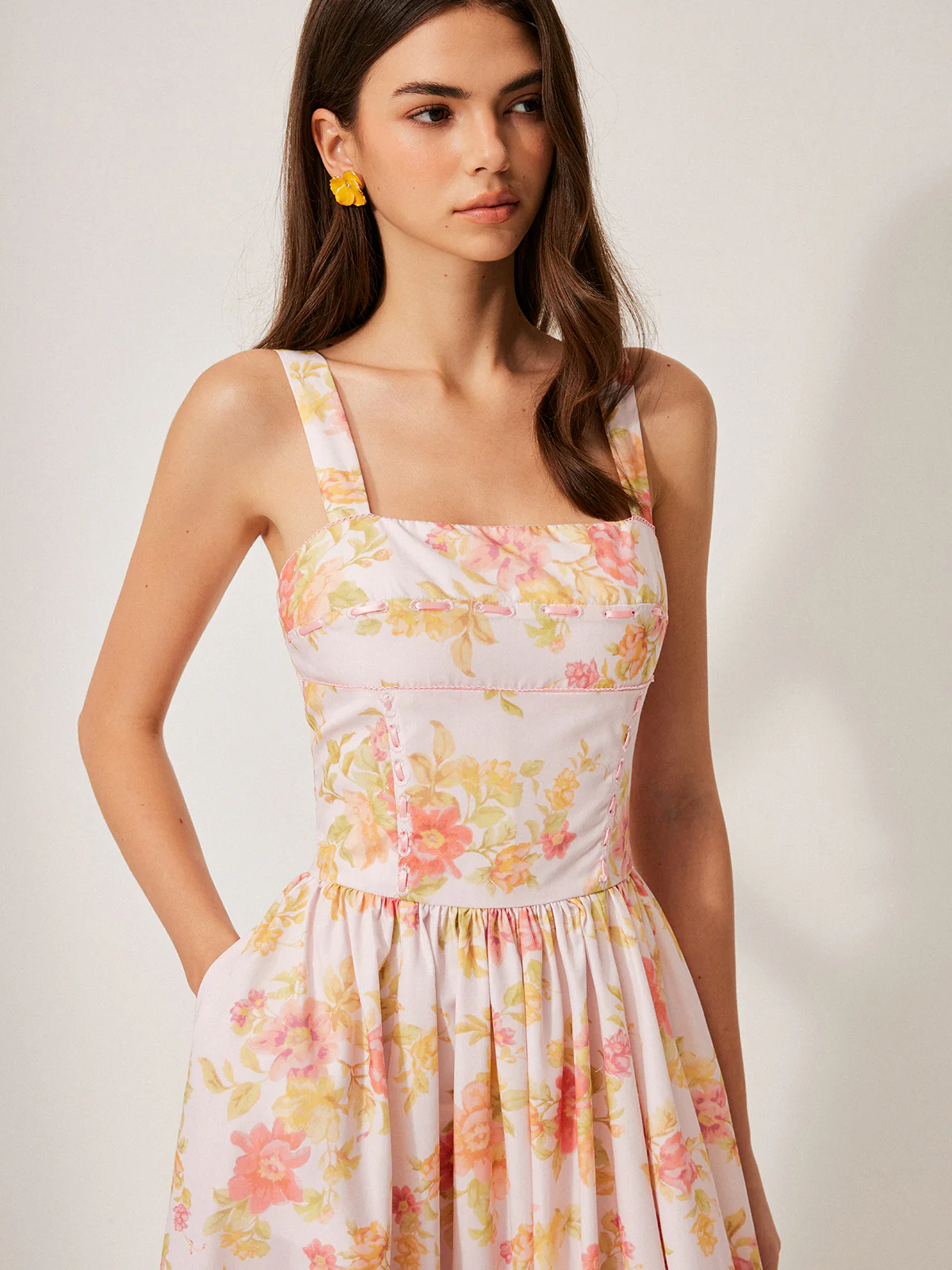 Floral Print A-Line Dress - Image 4