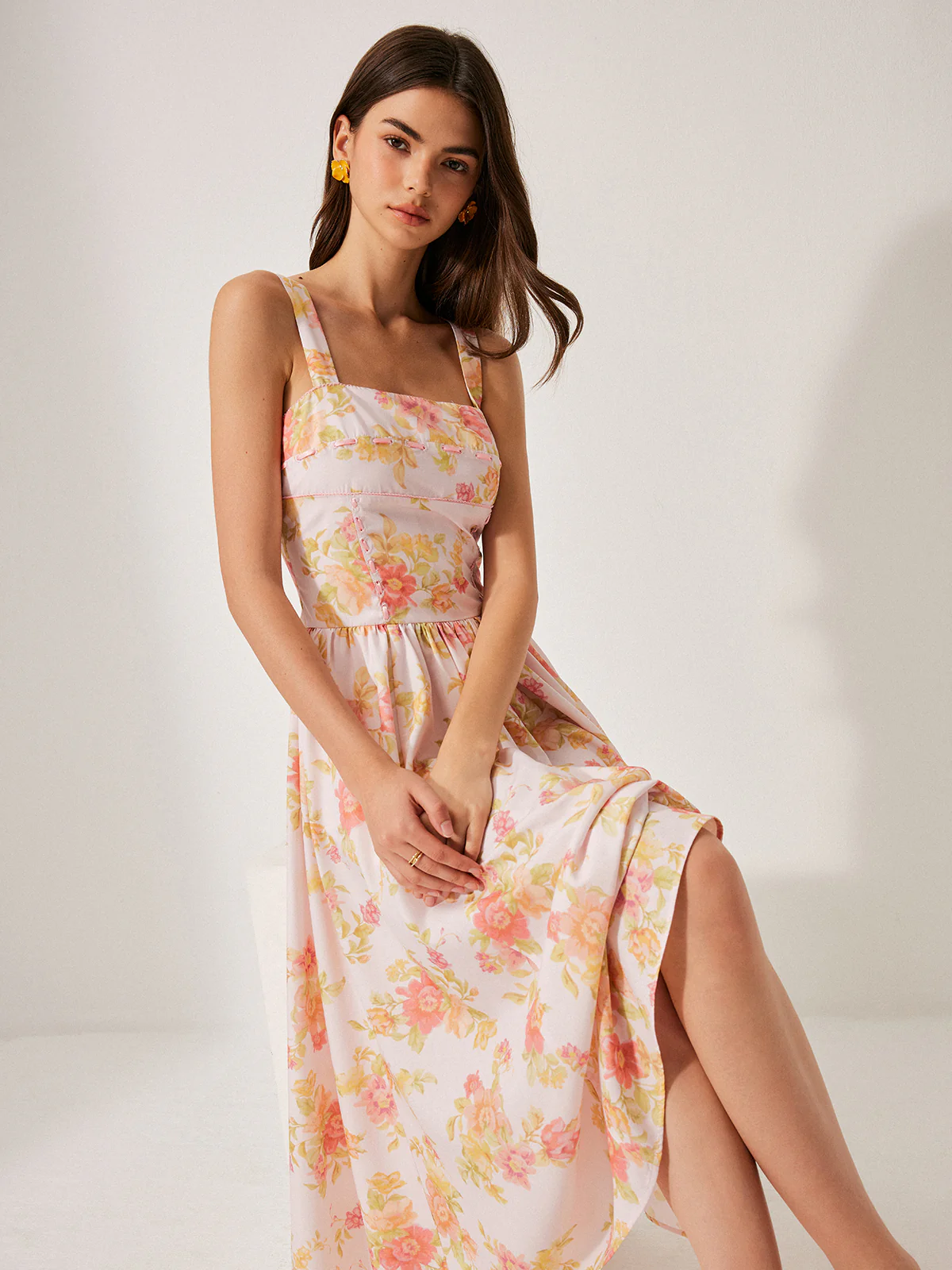 Floral Print A-Line Dress - Image 5