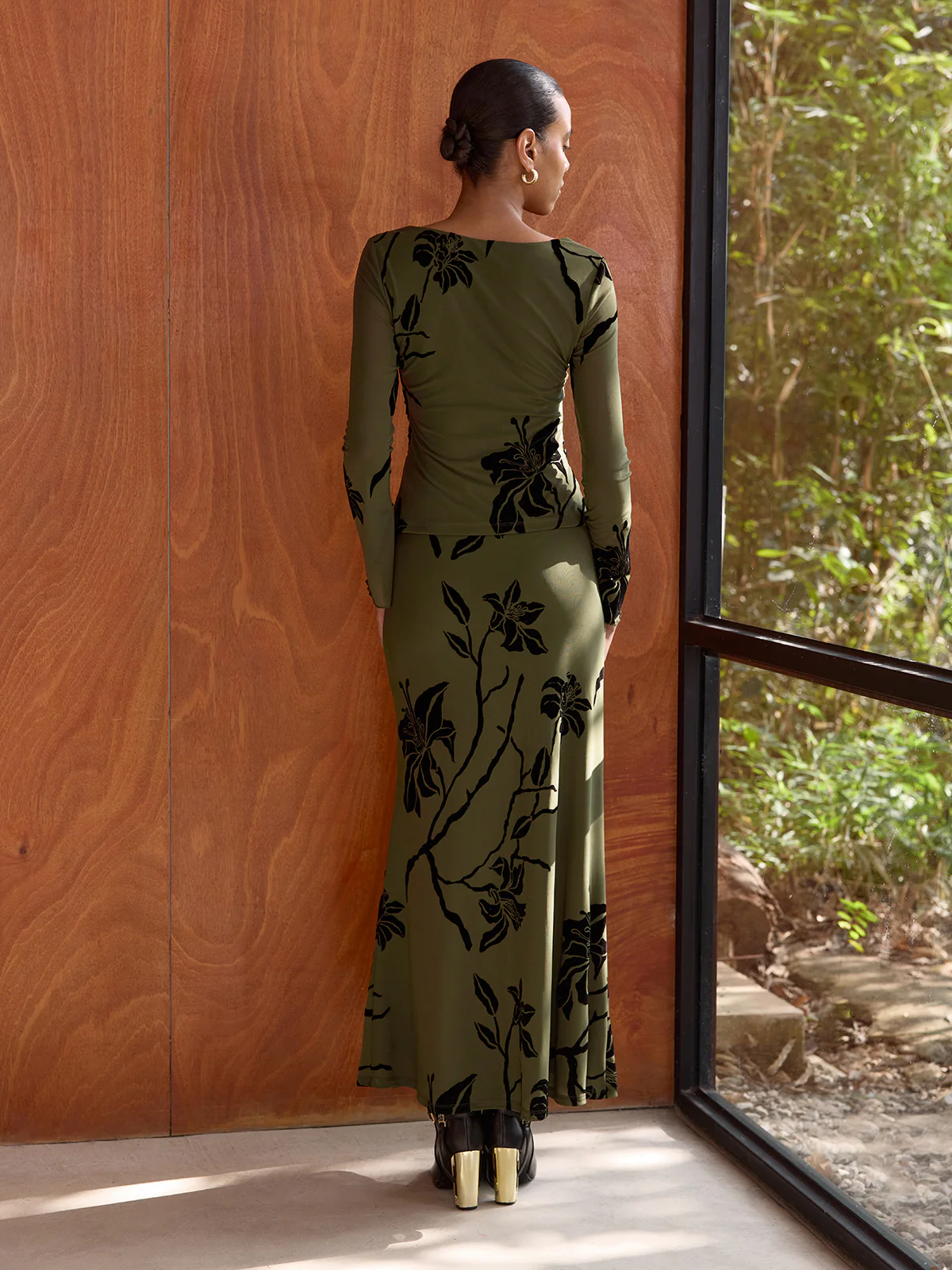 Floral Print Asymmetric Neck Top & Skirt Set - Image 5