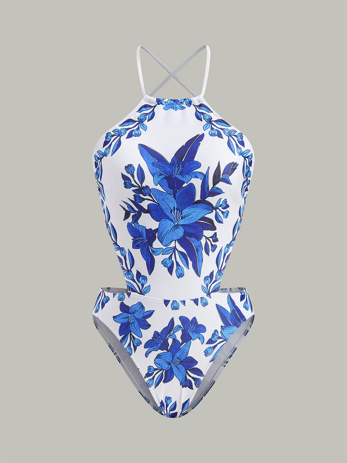 Floral Print Back Tie One-Piece Swimsuit With Cover-Up Skirt - Image 10