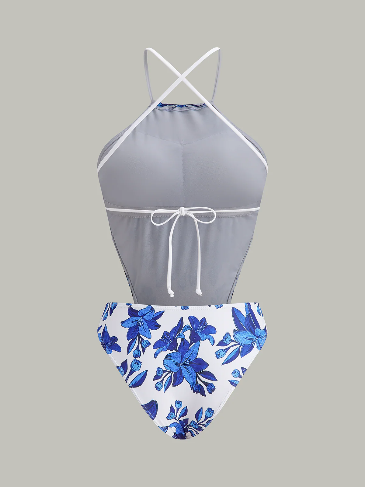 Floral Print Back Tie One-Piece Swimsuit With Cover-Up Skirt - Image 11