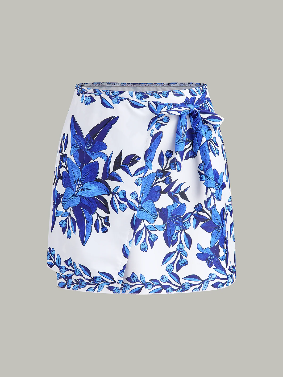 Floral Print Back Tie One-Piece Swimsuit With Cover-Up Skirt - Image 8