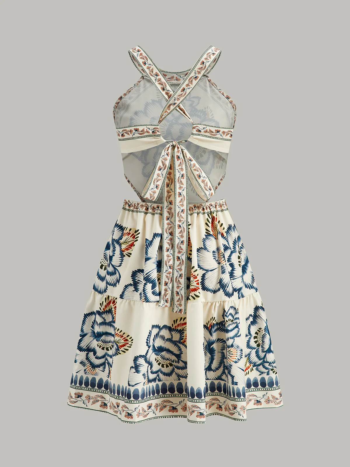 Floral Print Backless Dress - Image 2
